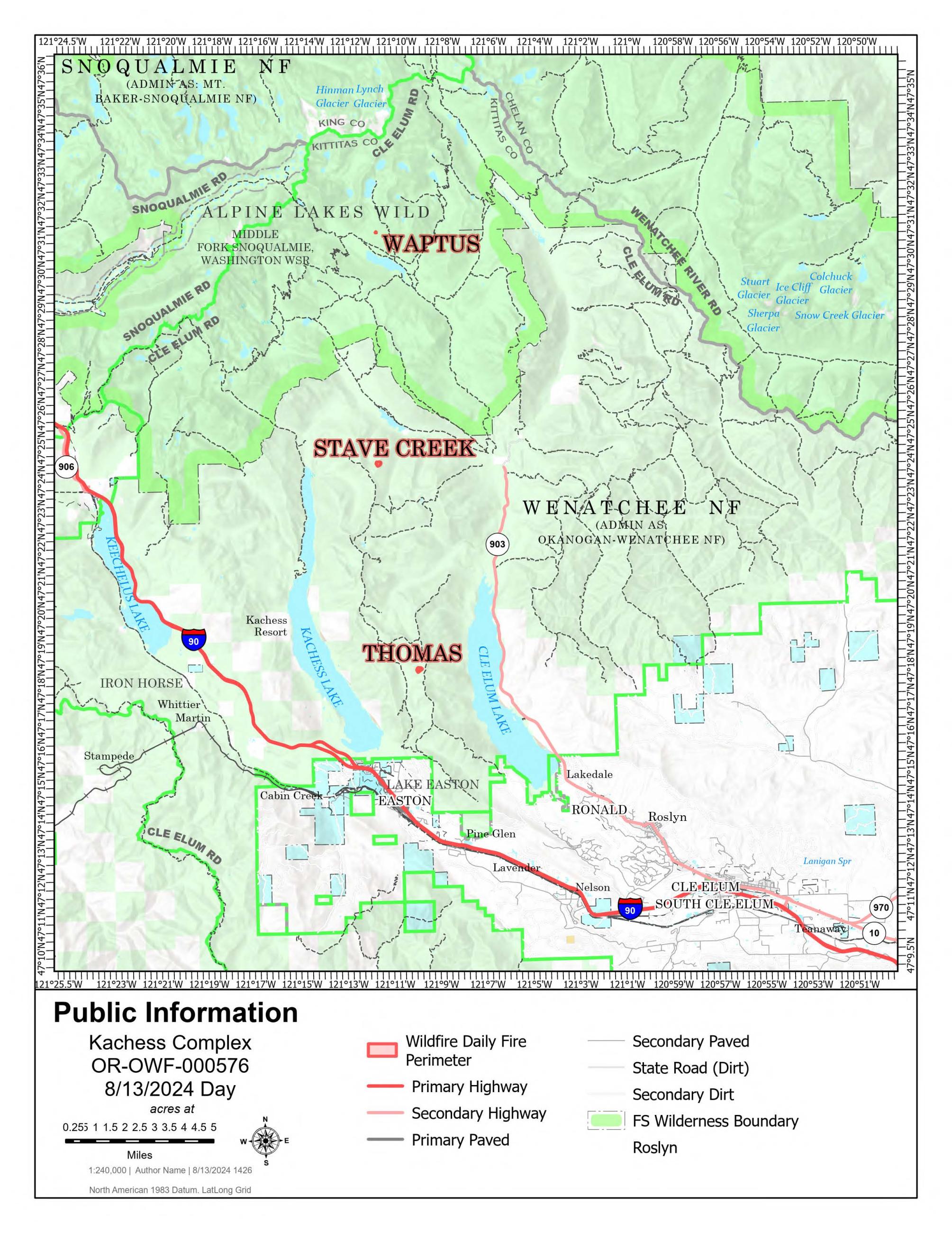 Kachess Complex Map - August 13, 2024