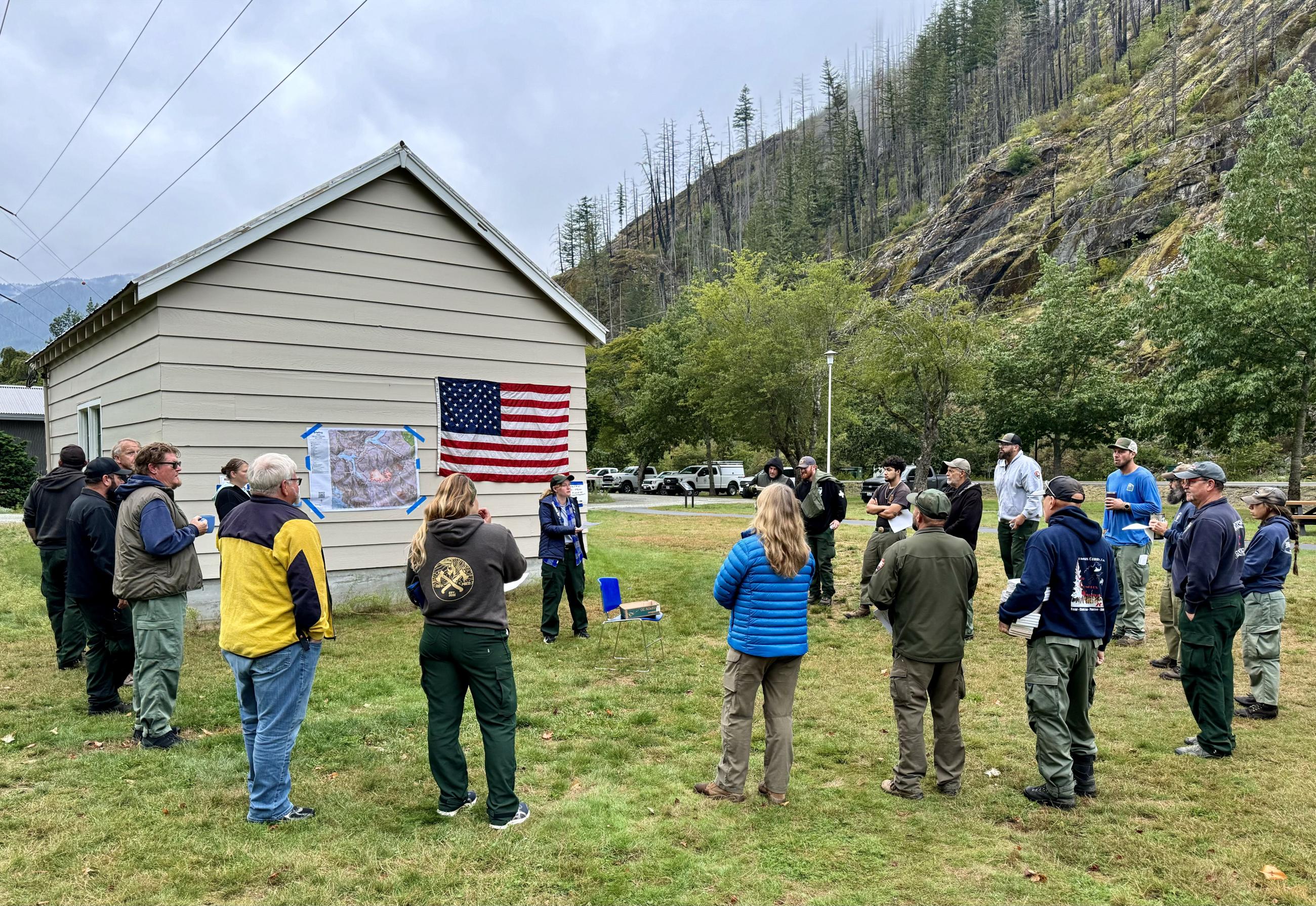 Firefighters Attend Morning Briefing for Ruby Fire