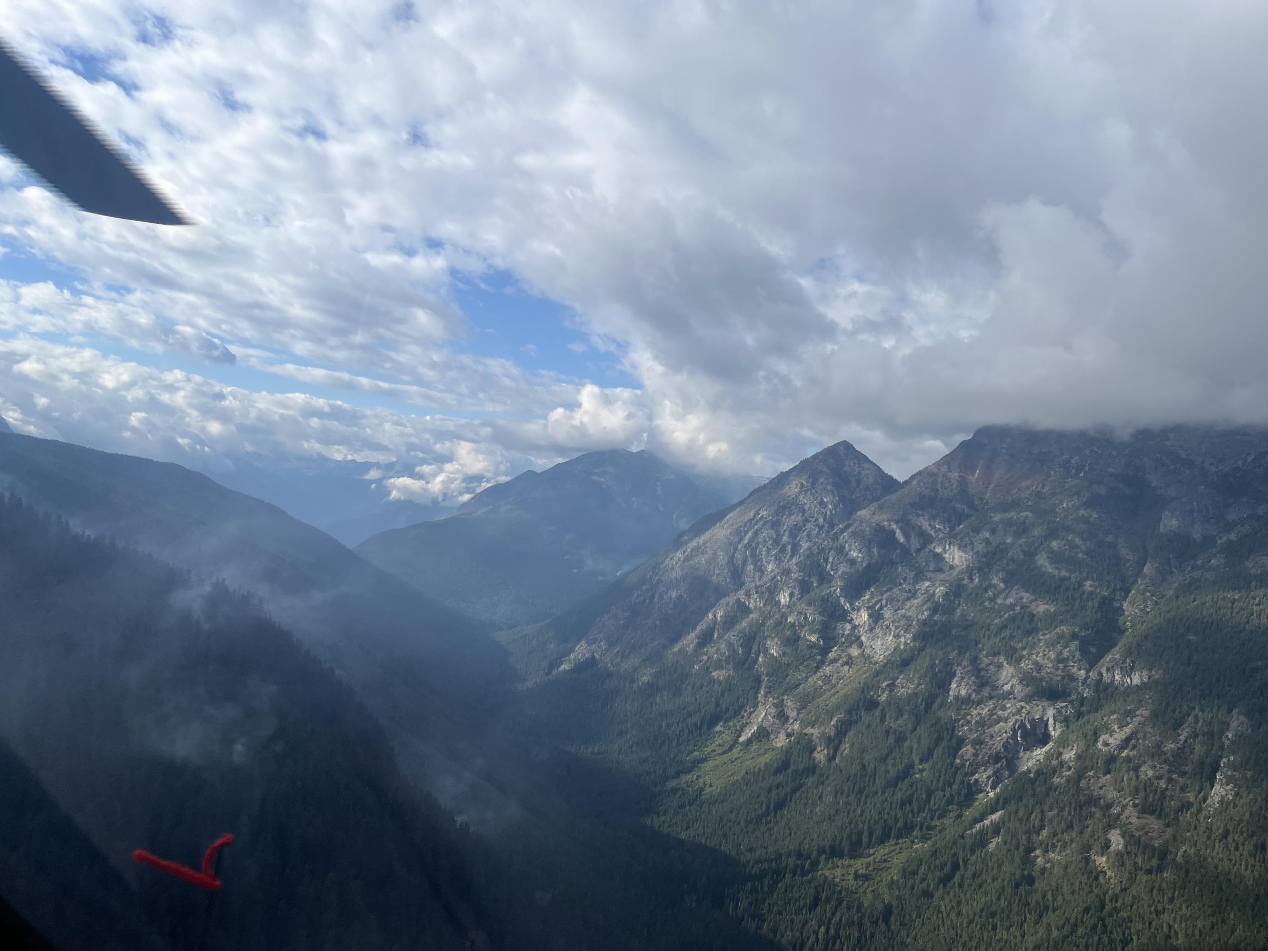 Helicopter View of Ruby Fire above Panther Creek 