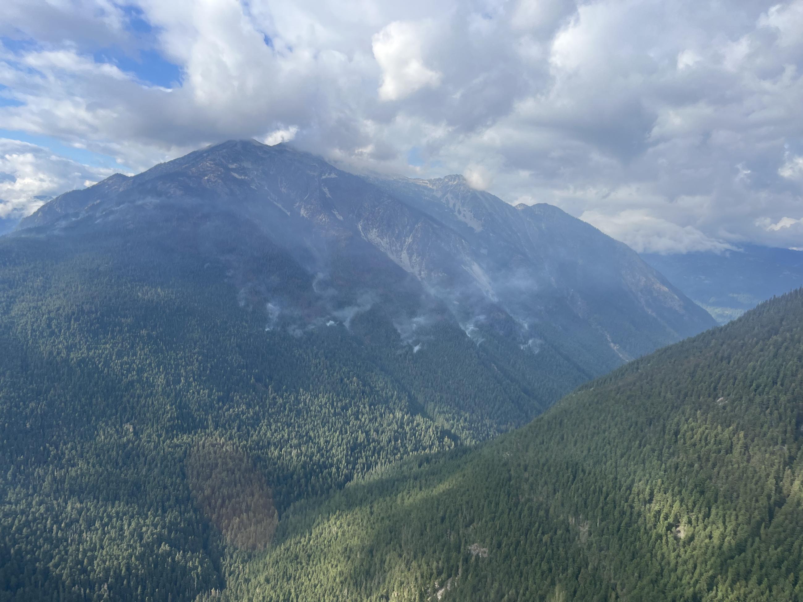 Helicopter View of Ruby Fire above Panther Creek 