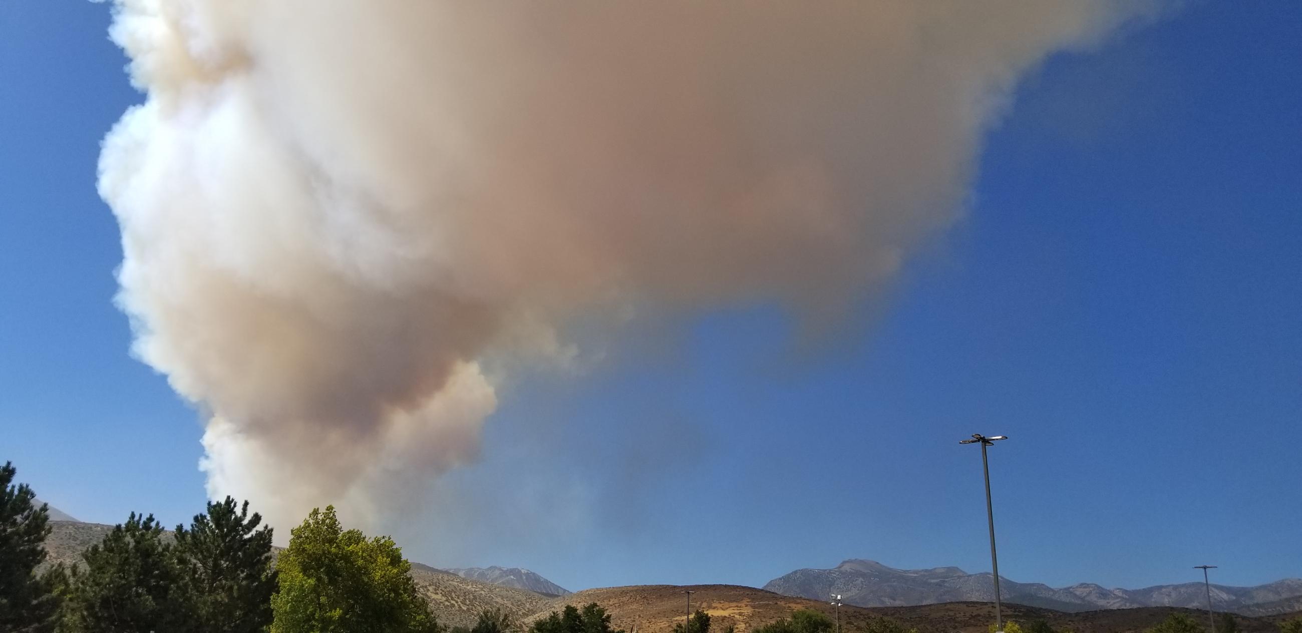 Smoke from Davis Fire as seen from Galena High School 