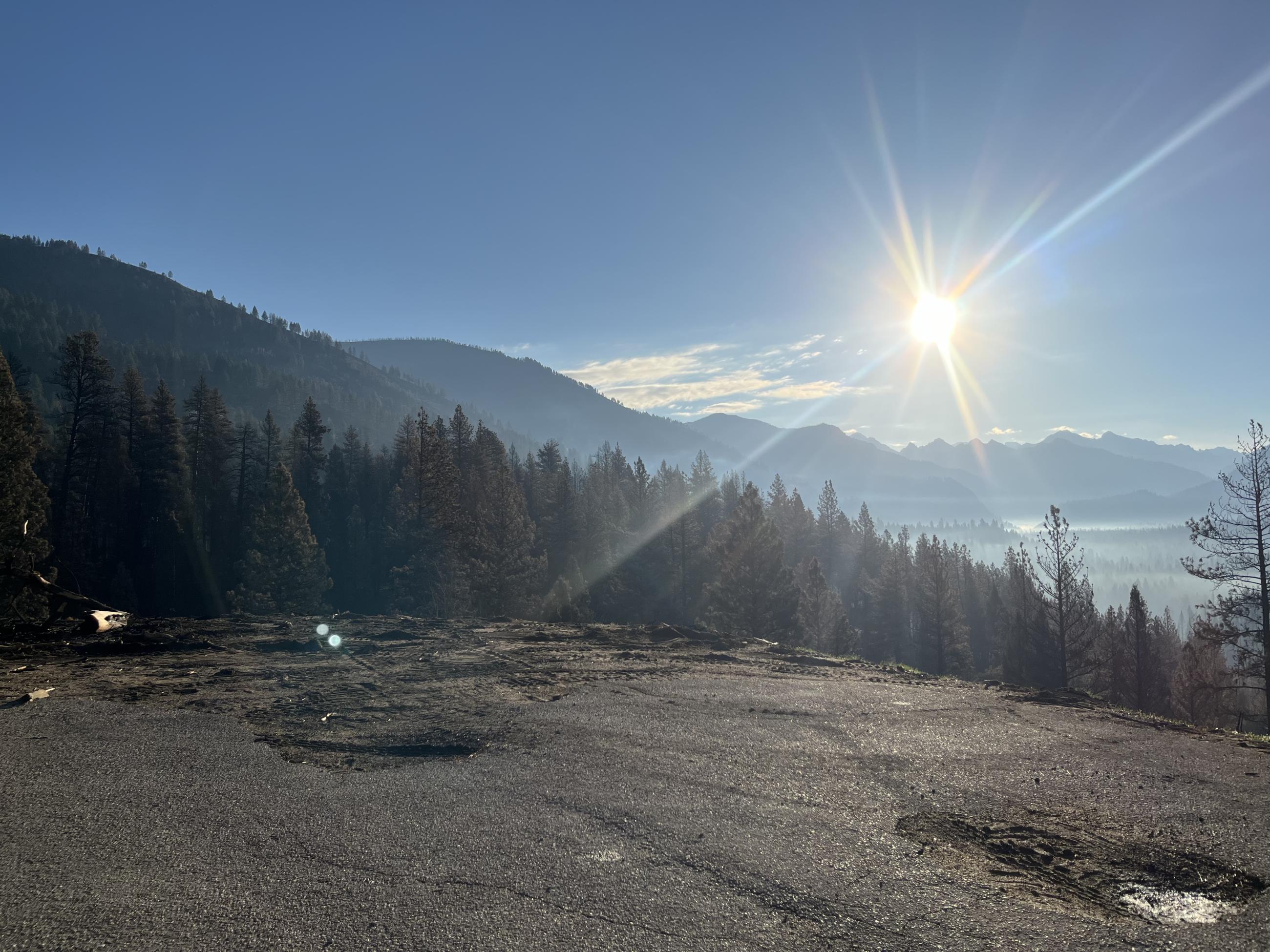 View from Grandjean overlook with bright sun