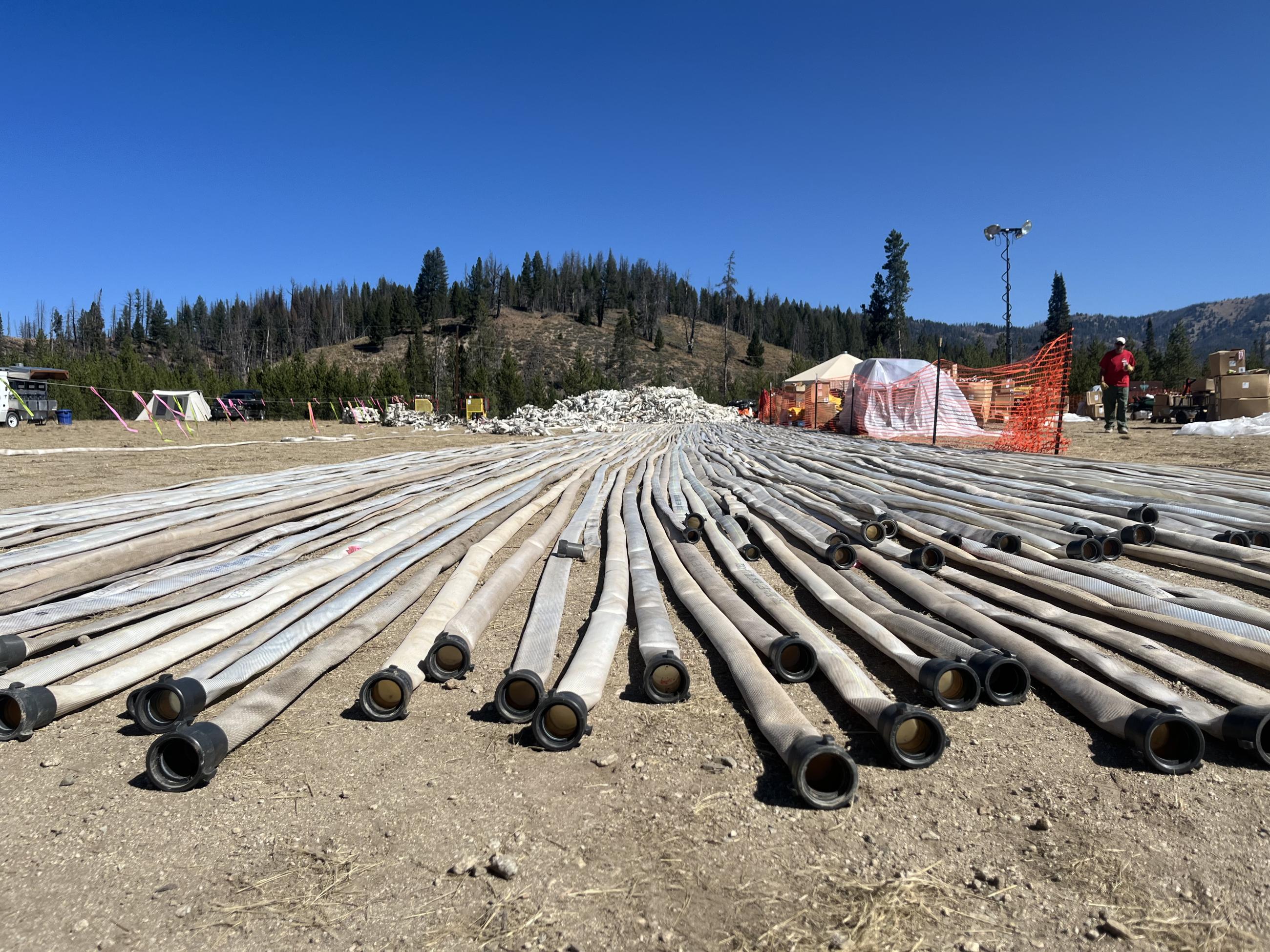 Wapiti Incident Command Post - hose lay