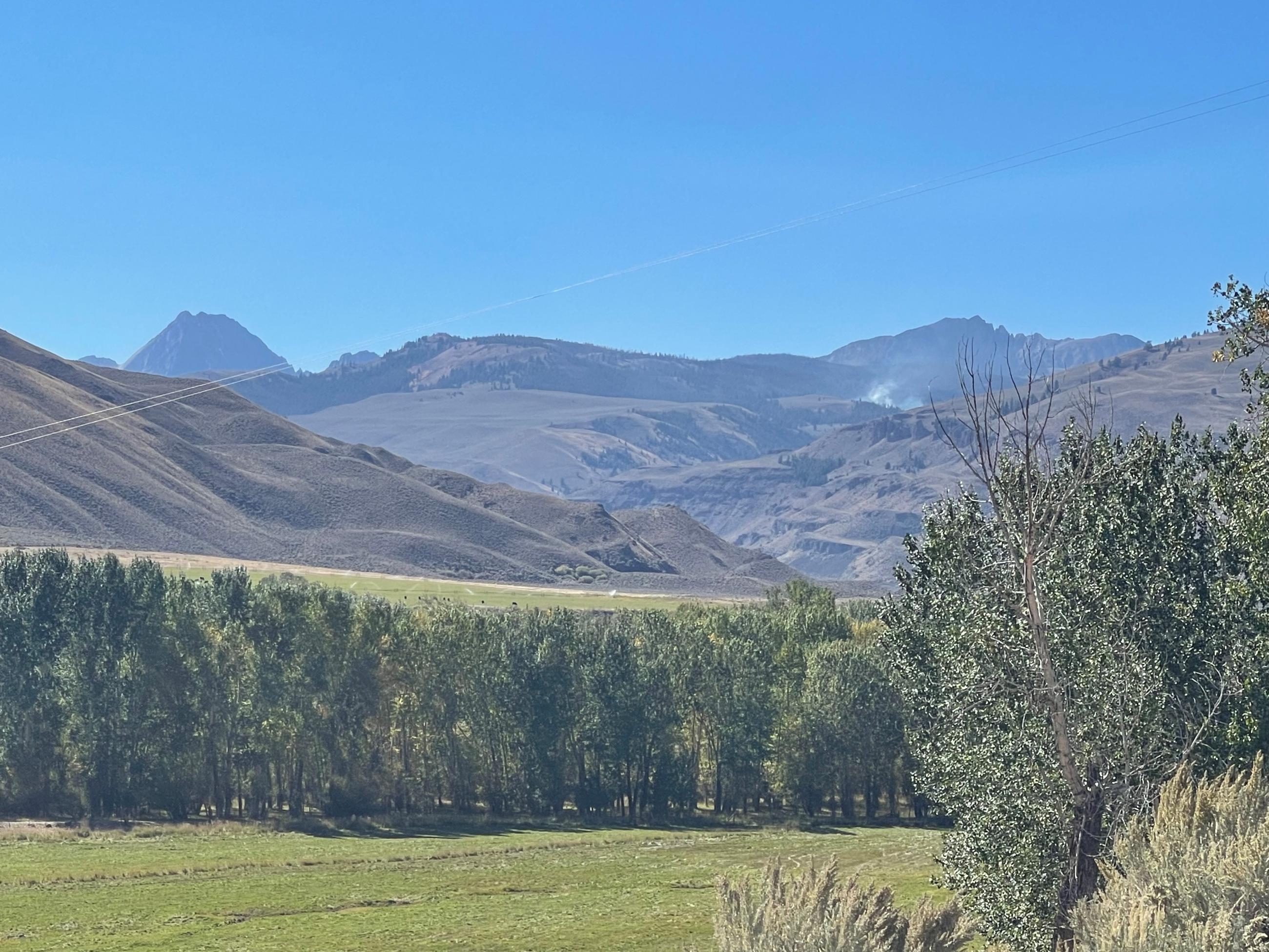 Visible smoke from interior portions of the fire from East Fork Road, September 29