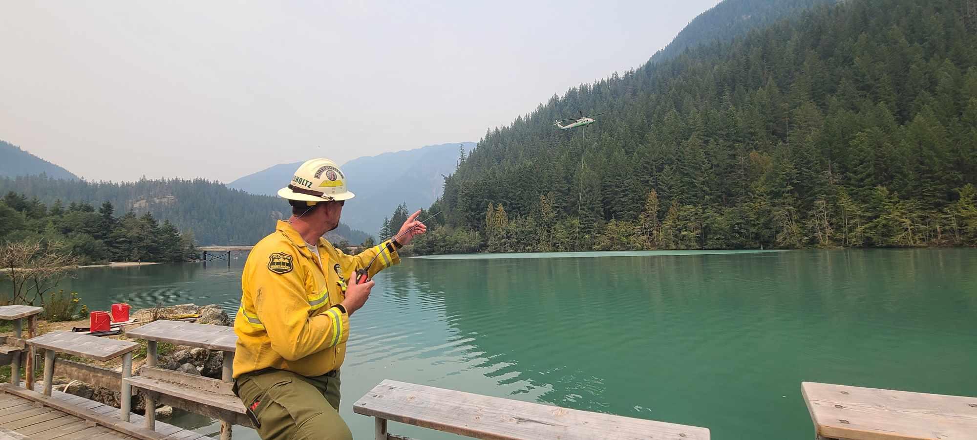 Division Supervisor manages aerial resources on the Ruby Fire.