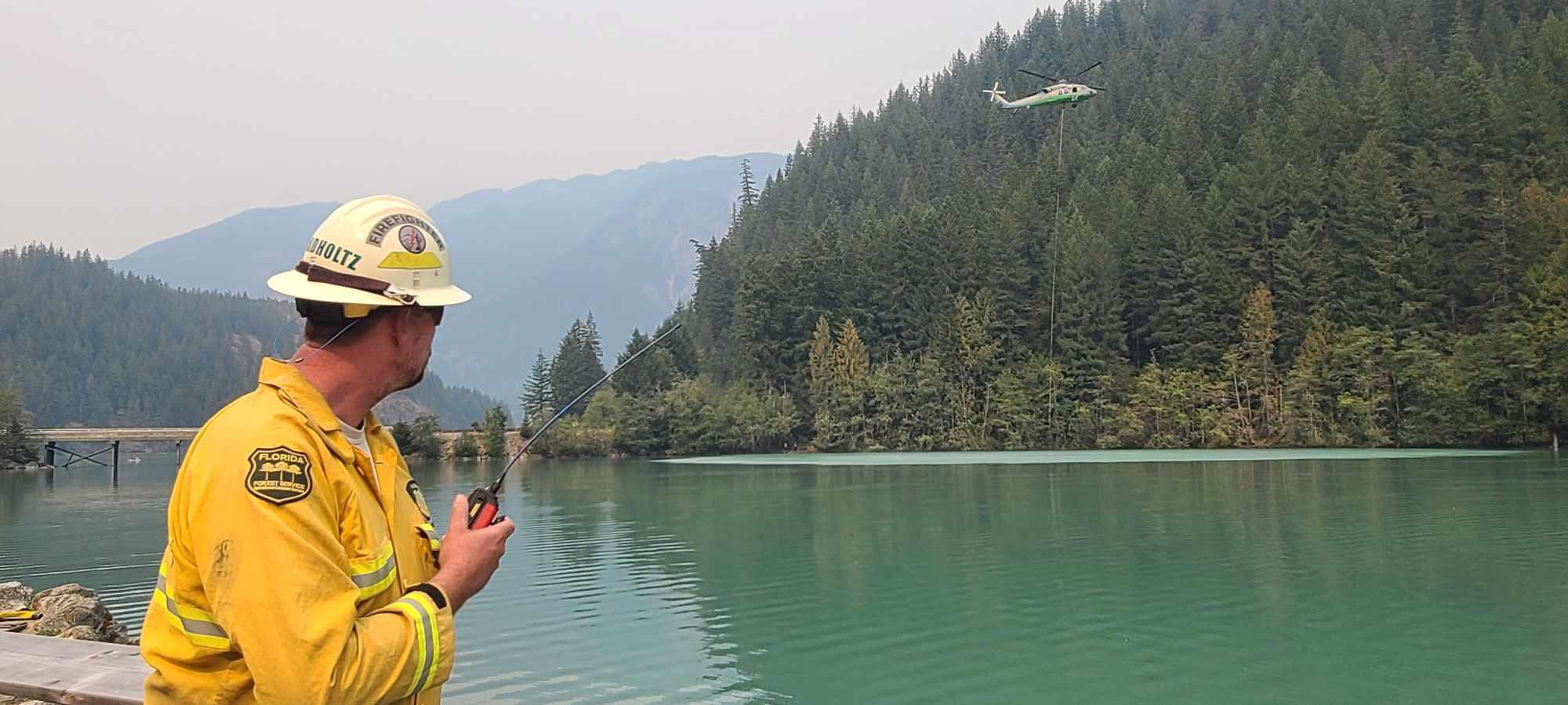 Division Supervisor manages aerial resources on the Ruby Fire.