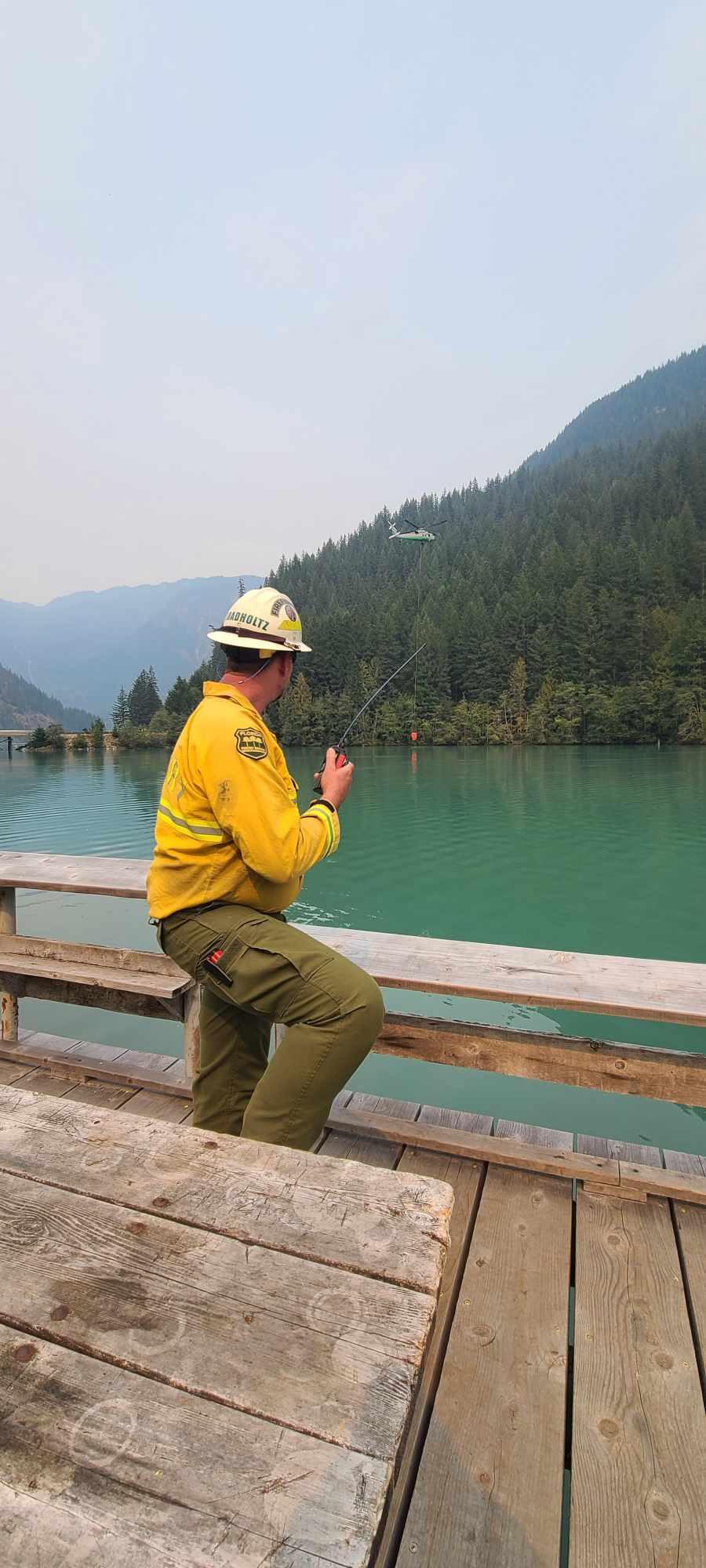 Division Supervisor manages aerial resources on the Ruby Fire.