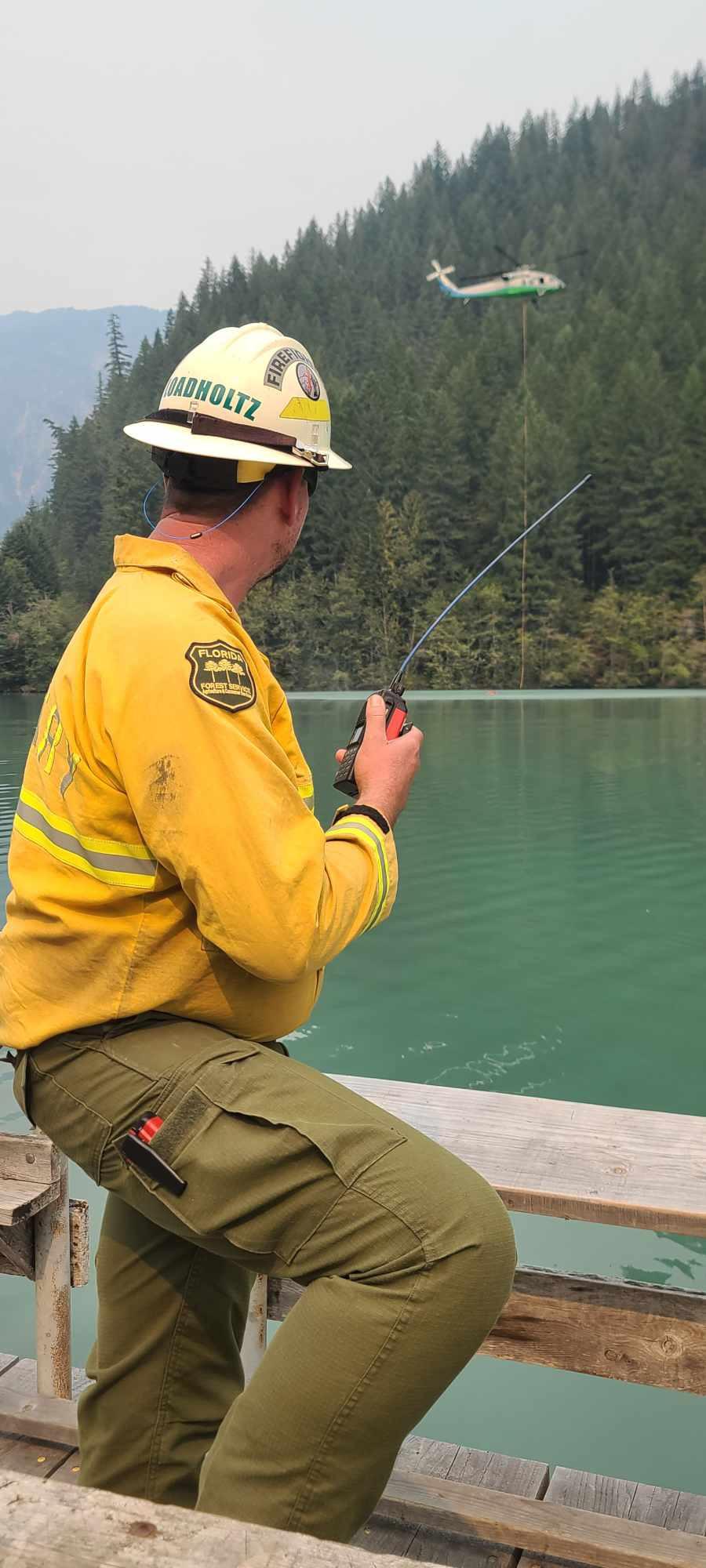 Division Supervisor manages aerial resources on the Ruby Fire.