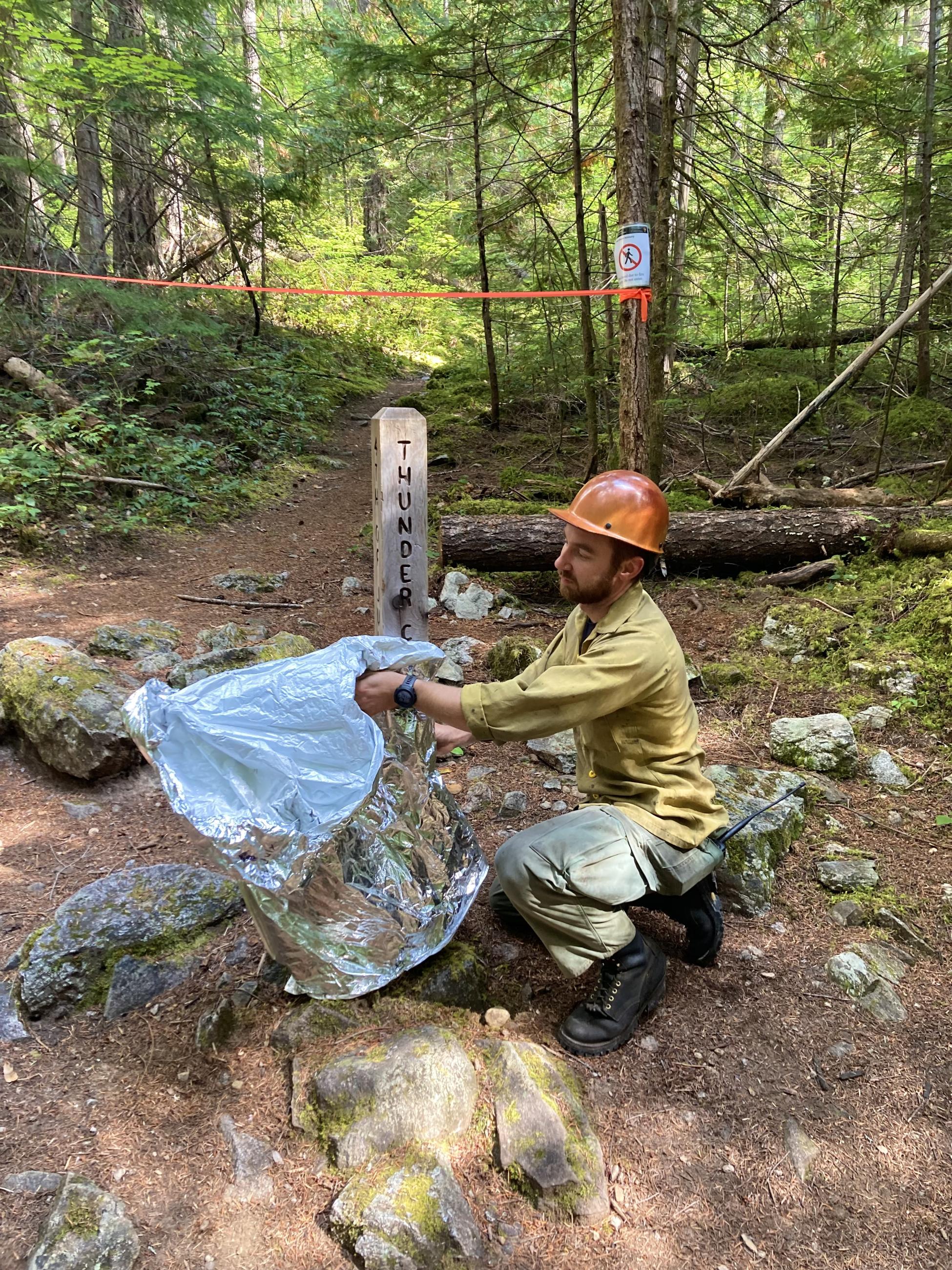 Whiskeytown Engine Crew remove structure wrap 1