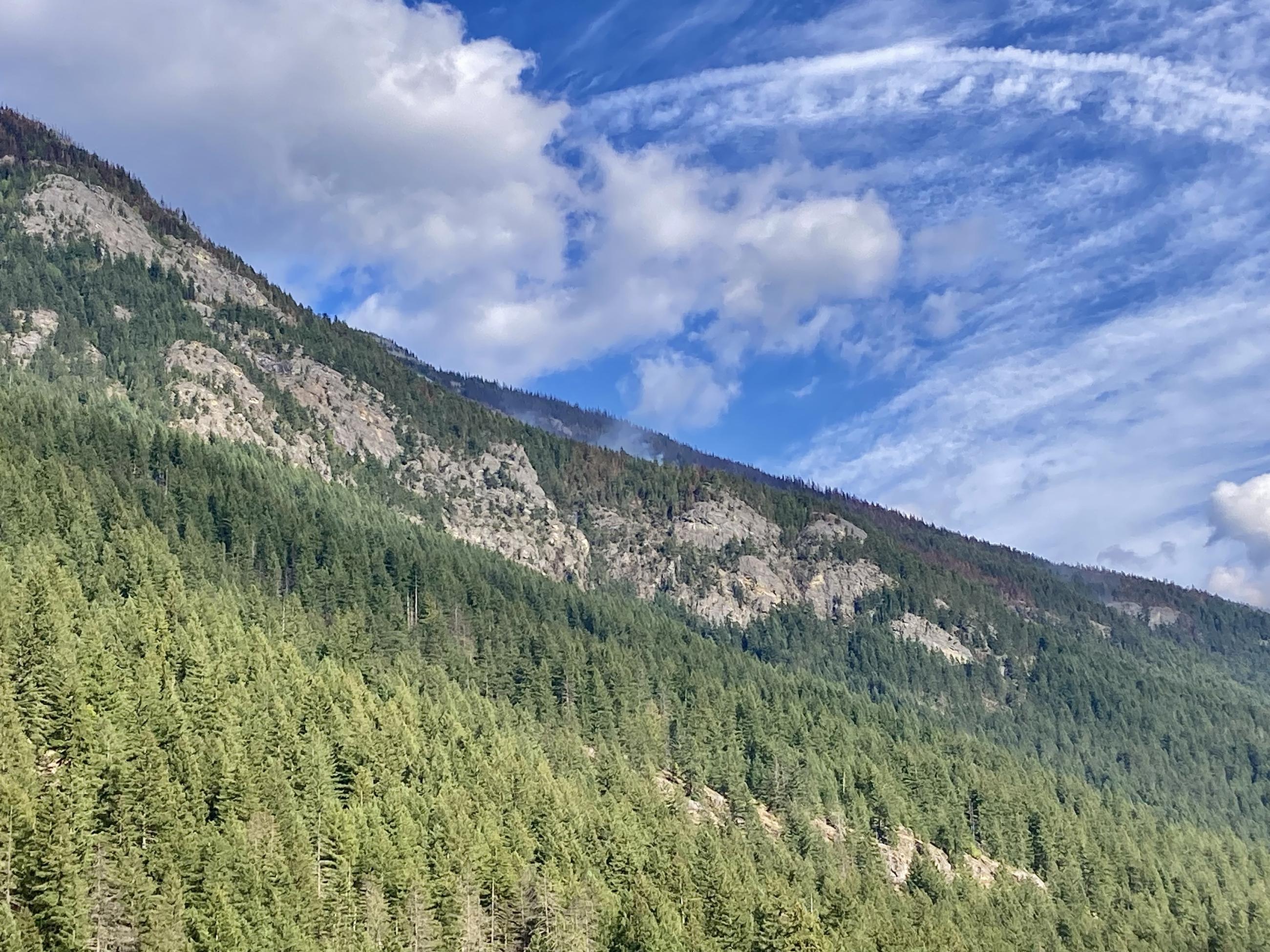 View of hotspots (smokes) on Ruby Mountain