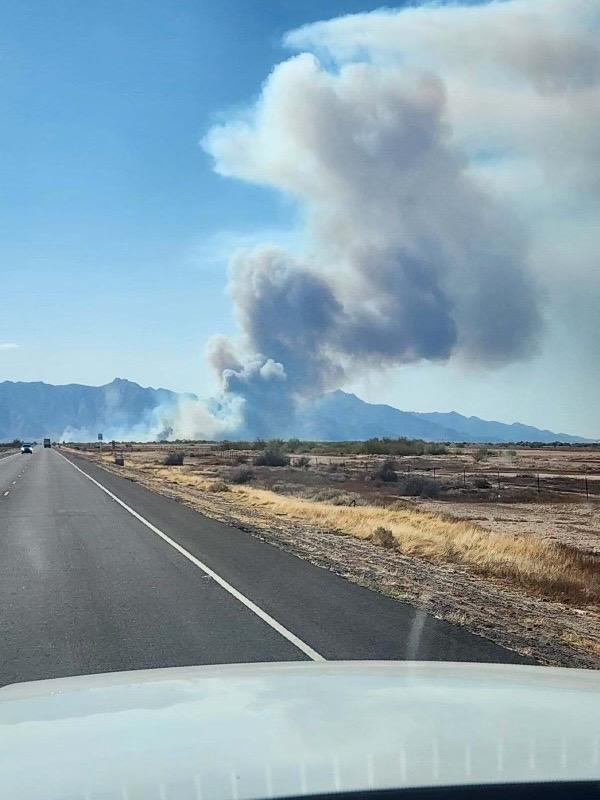 Fall Fire smoke plume from road on September 28, 2024