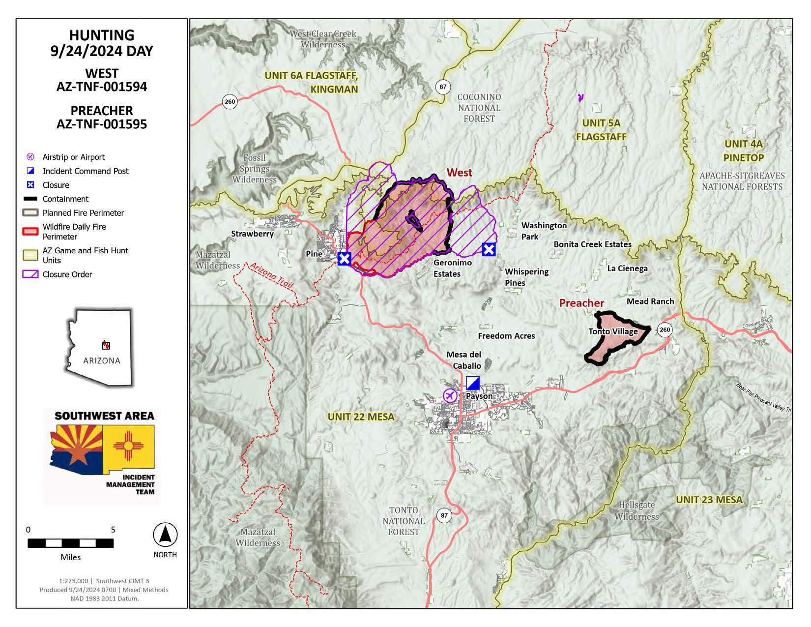 Map showing hunting units near West and Preacher Fires. 