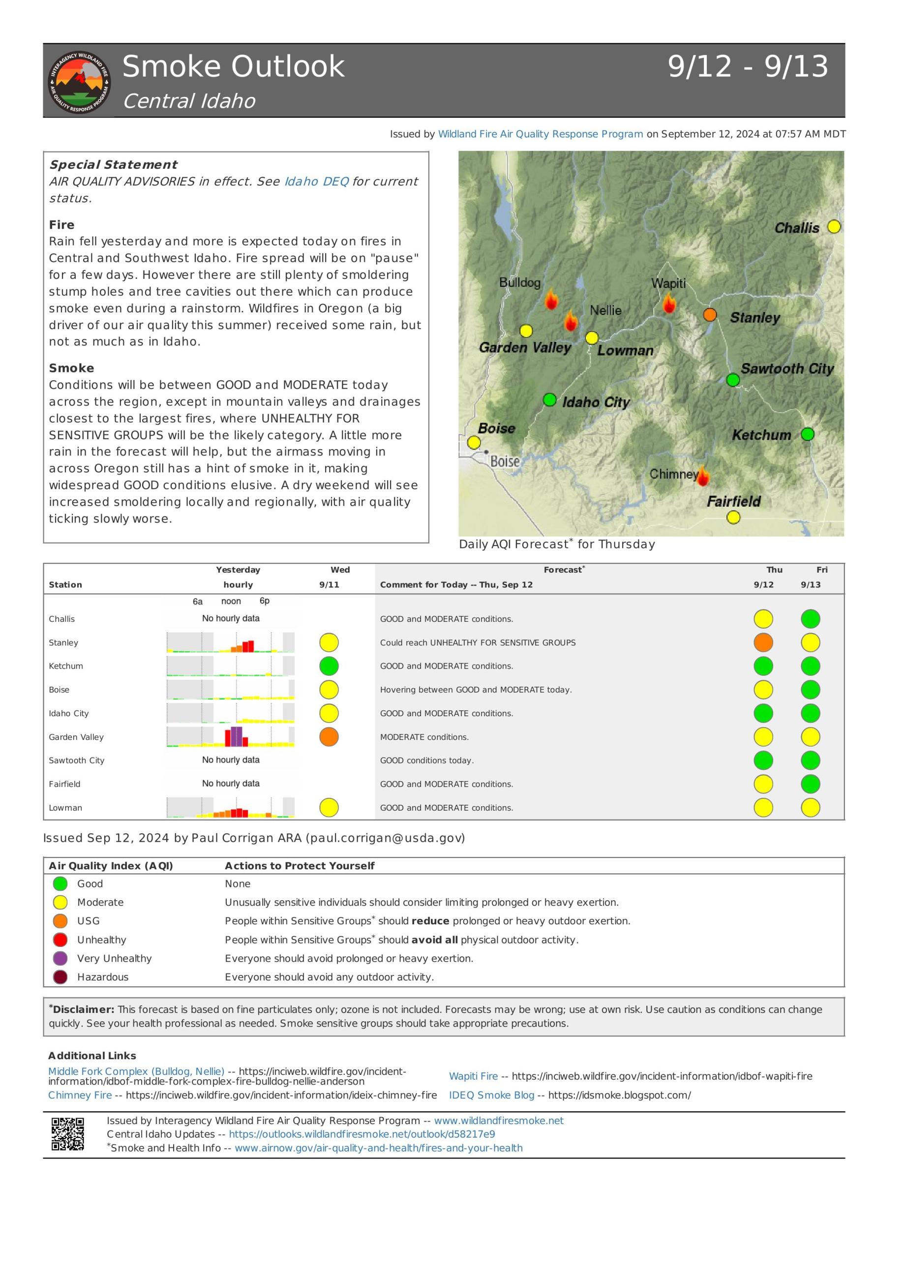 Central Idaho smoke outlook  