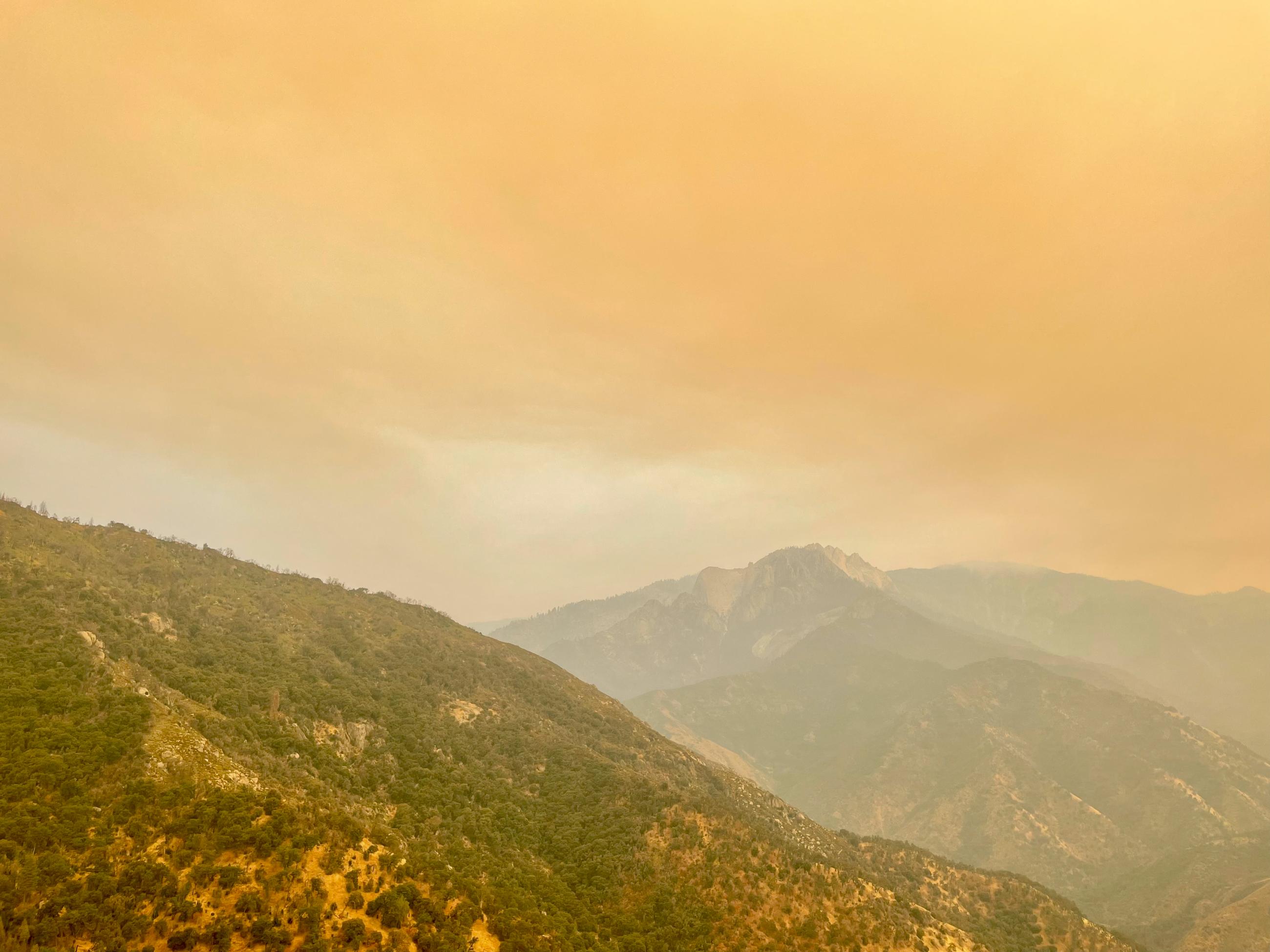 Smoky air over mountains