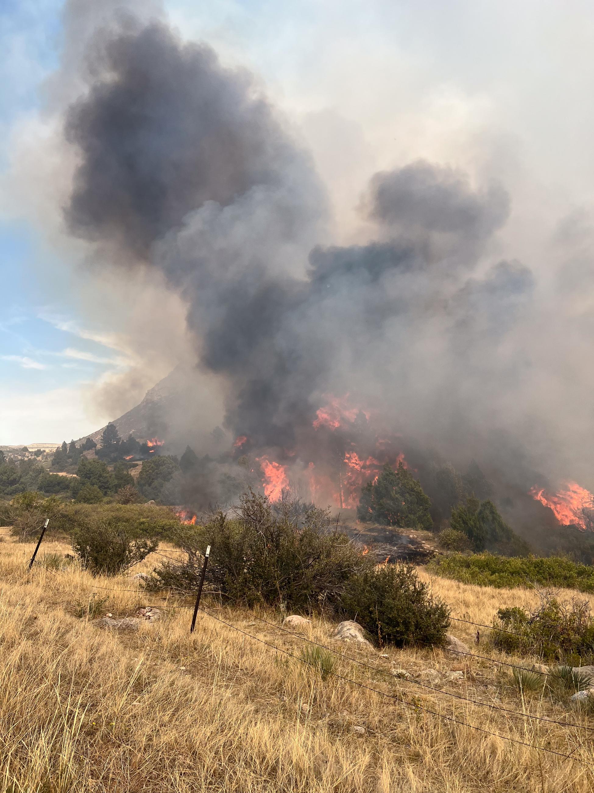 La Bonte Fire and smoke and grasses
