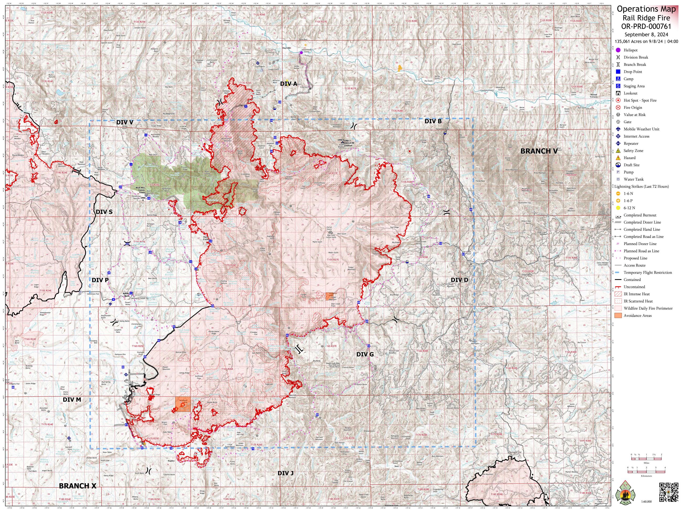 Rail Ridge Fire Operations Map 9-8-24