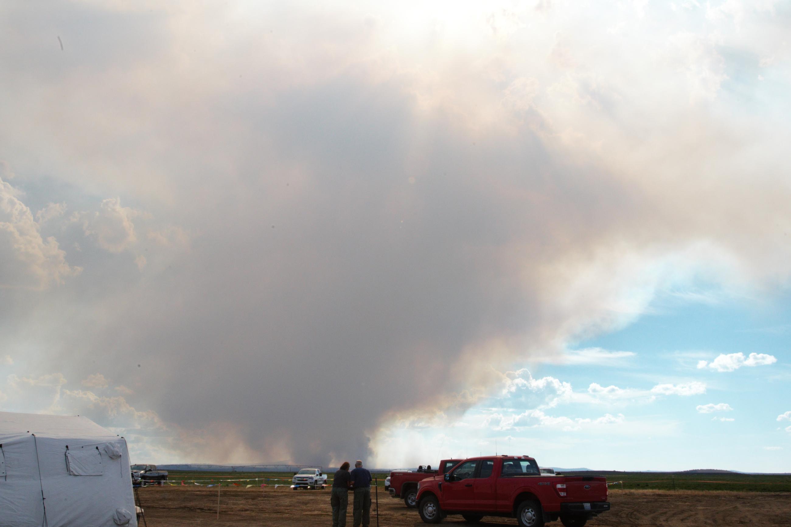 Buck Creek Fire with visible smoke on September 11, 2024