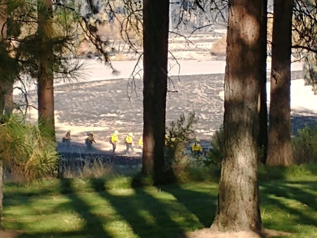 Hand crews walking the fire line