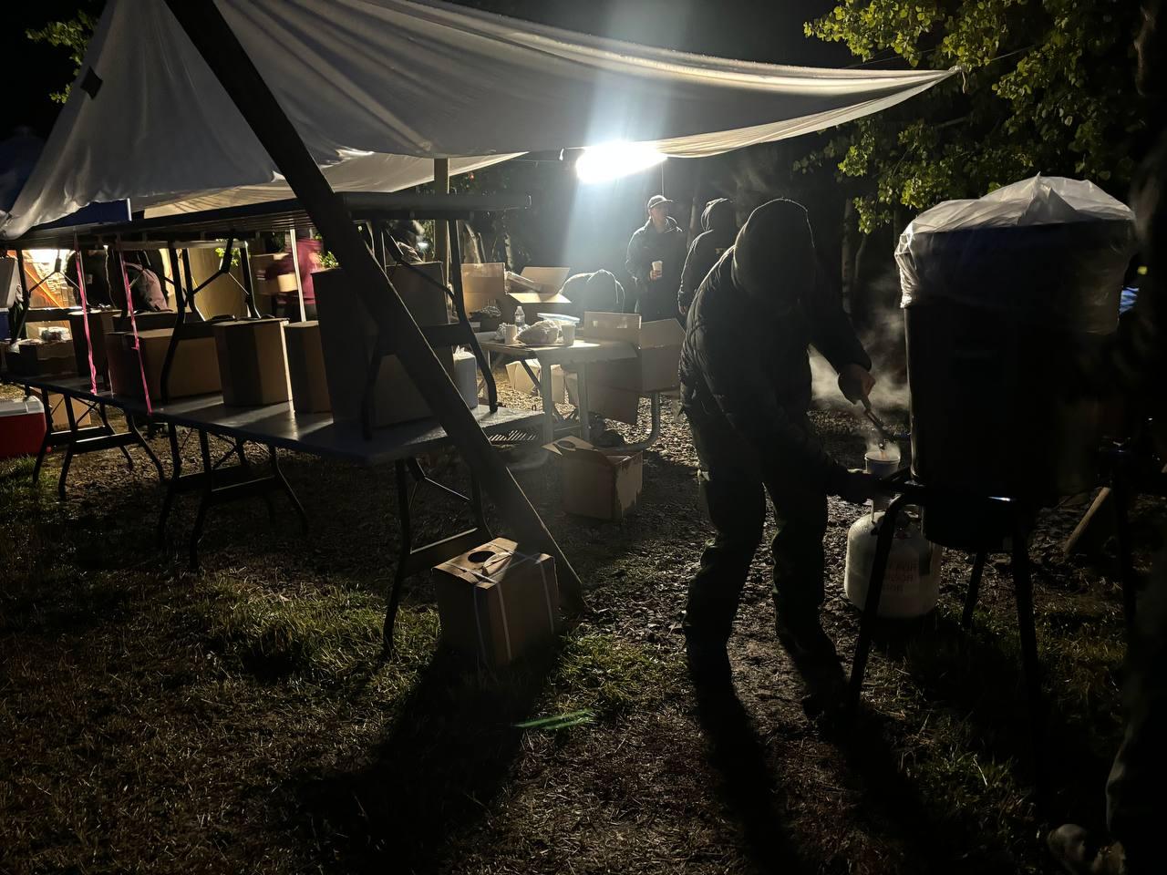 Photo of Crews at Oyler Camp getting breakfast