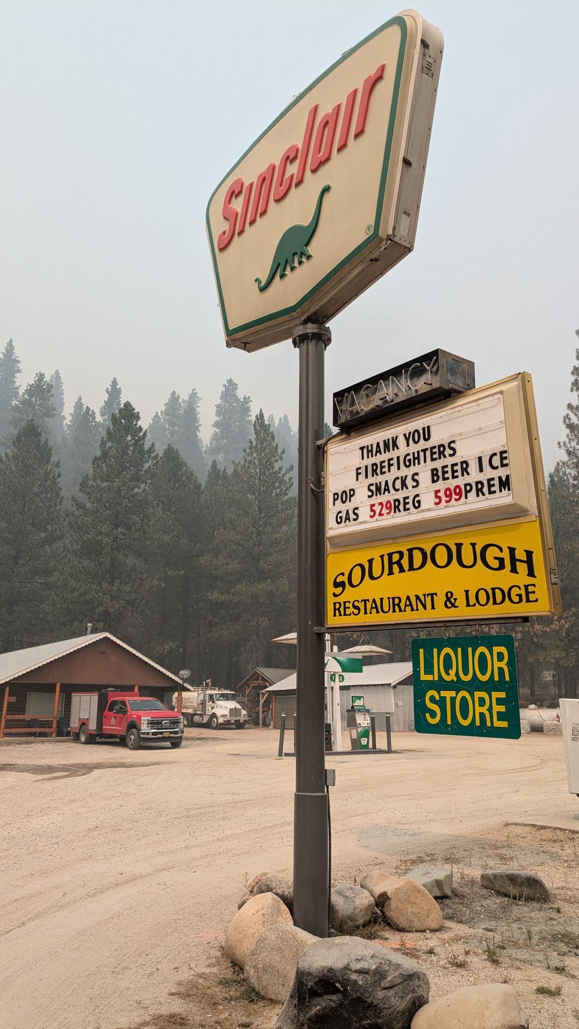 Sourdough restaurant and lodge thank you sign