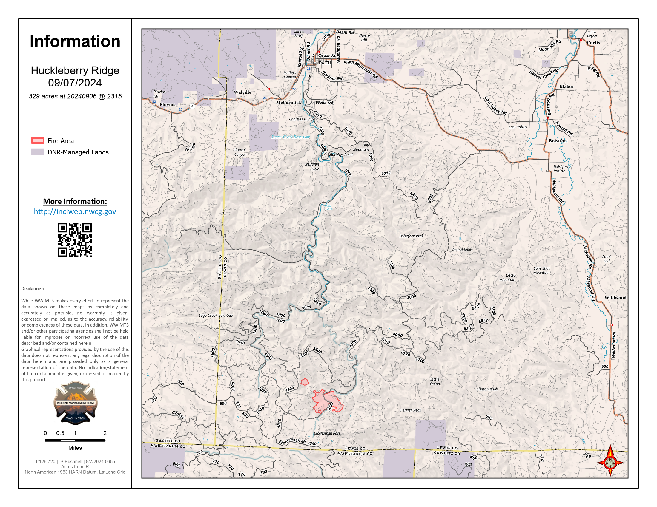 Huckleberry Ridge Fire PIO Map 09-07-2024