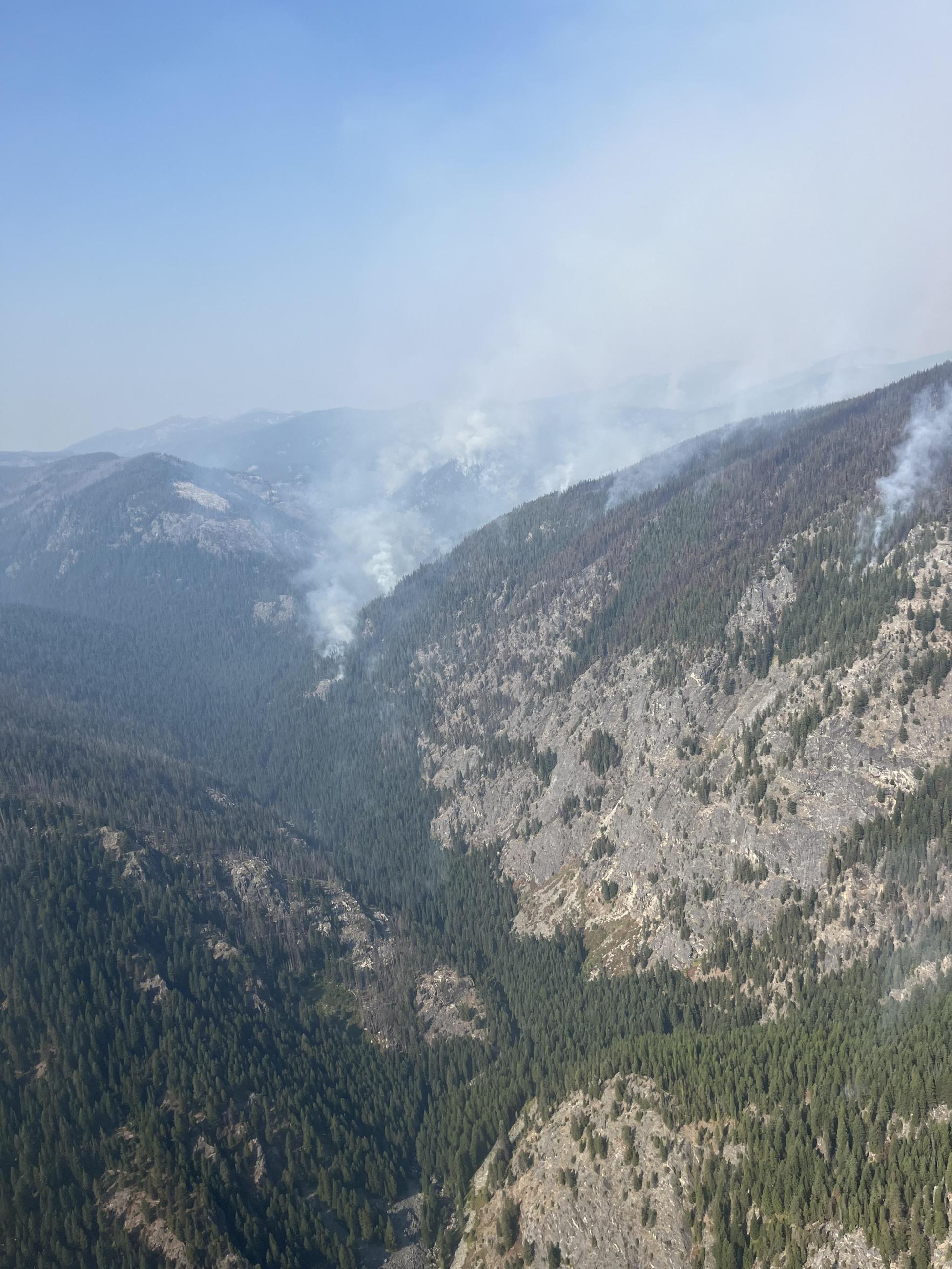 Aerial Photo of Steep Terrain on Fire