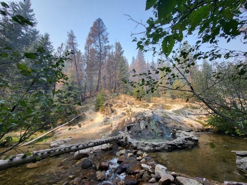 Image showing the Trail Creek Hot Springs within the Snag Fire burn area