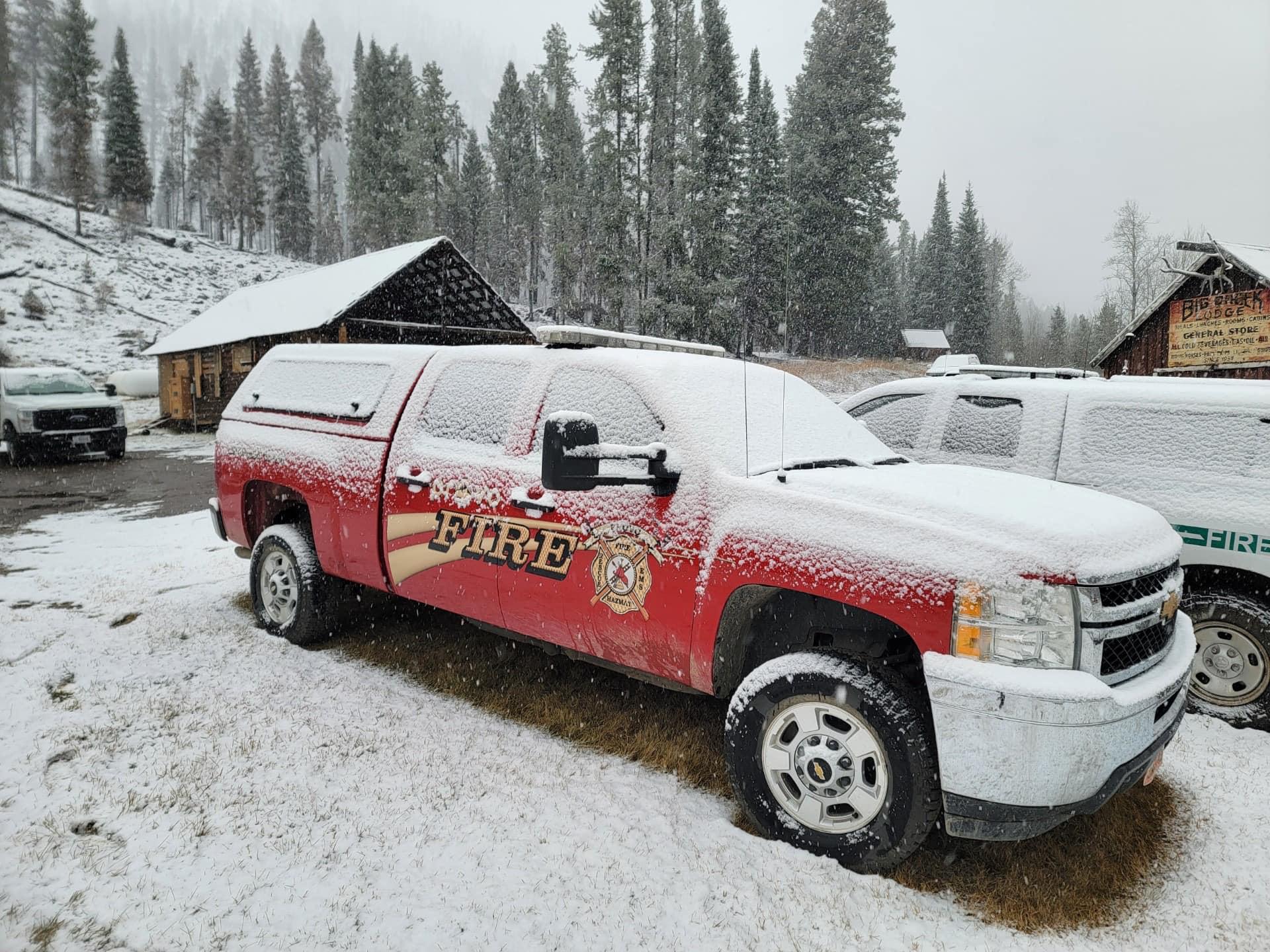 Snow fall on the Logan Fire