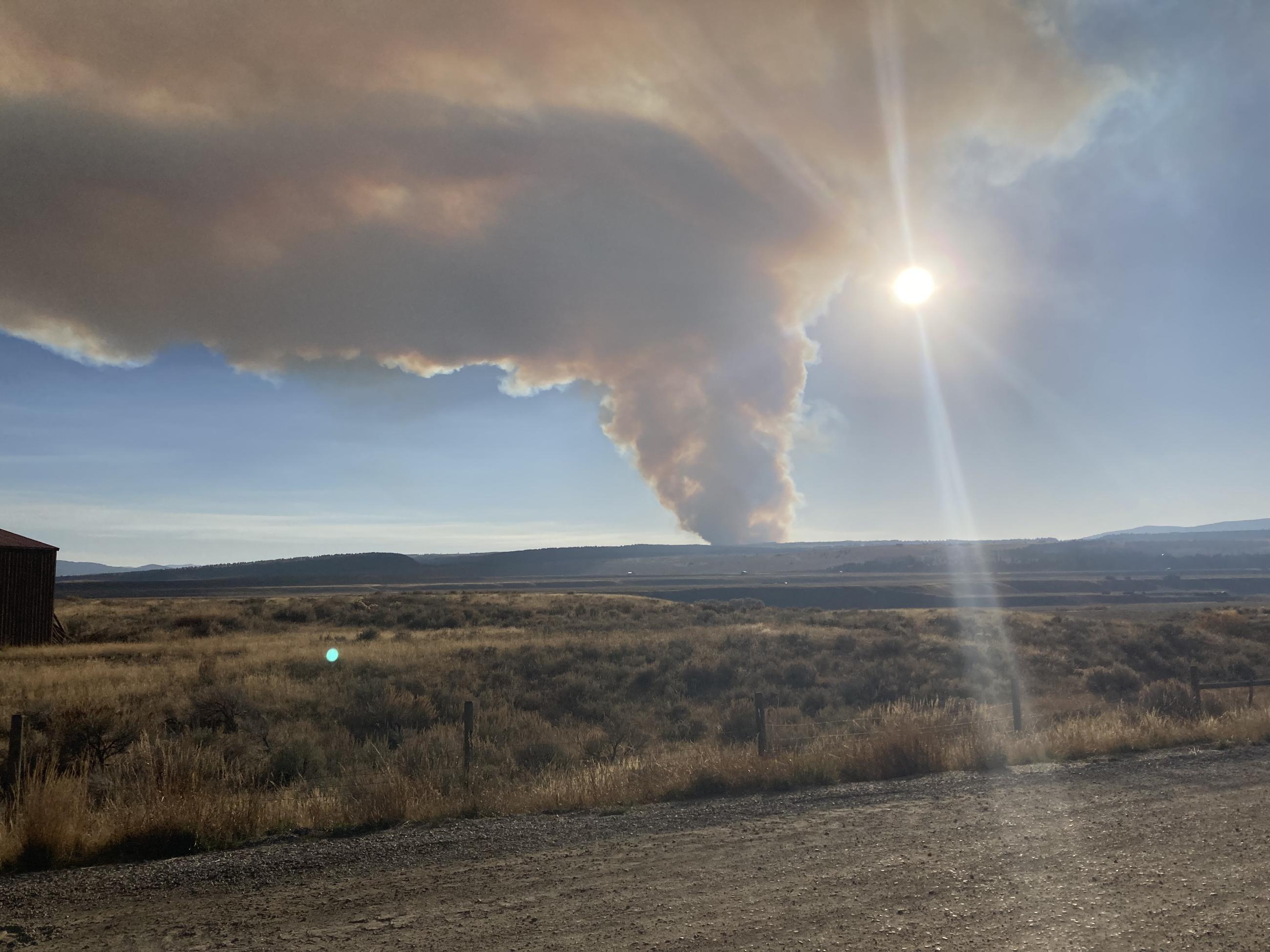 A large column of smoke can be seen from the Three Dollar Bridge on 10/14/24 at approx. 5pm.