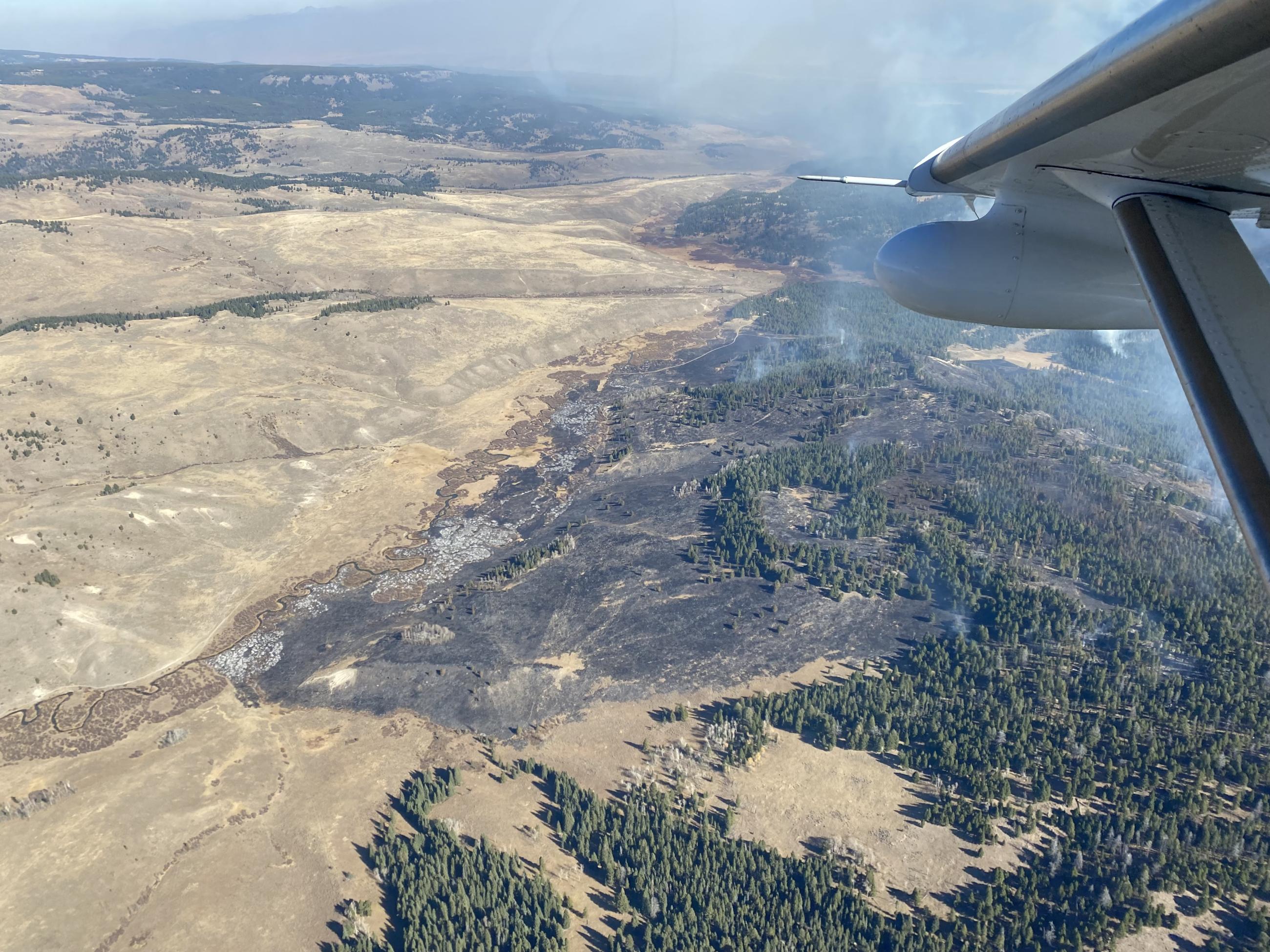 Aerial view of the heel of the fire. 