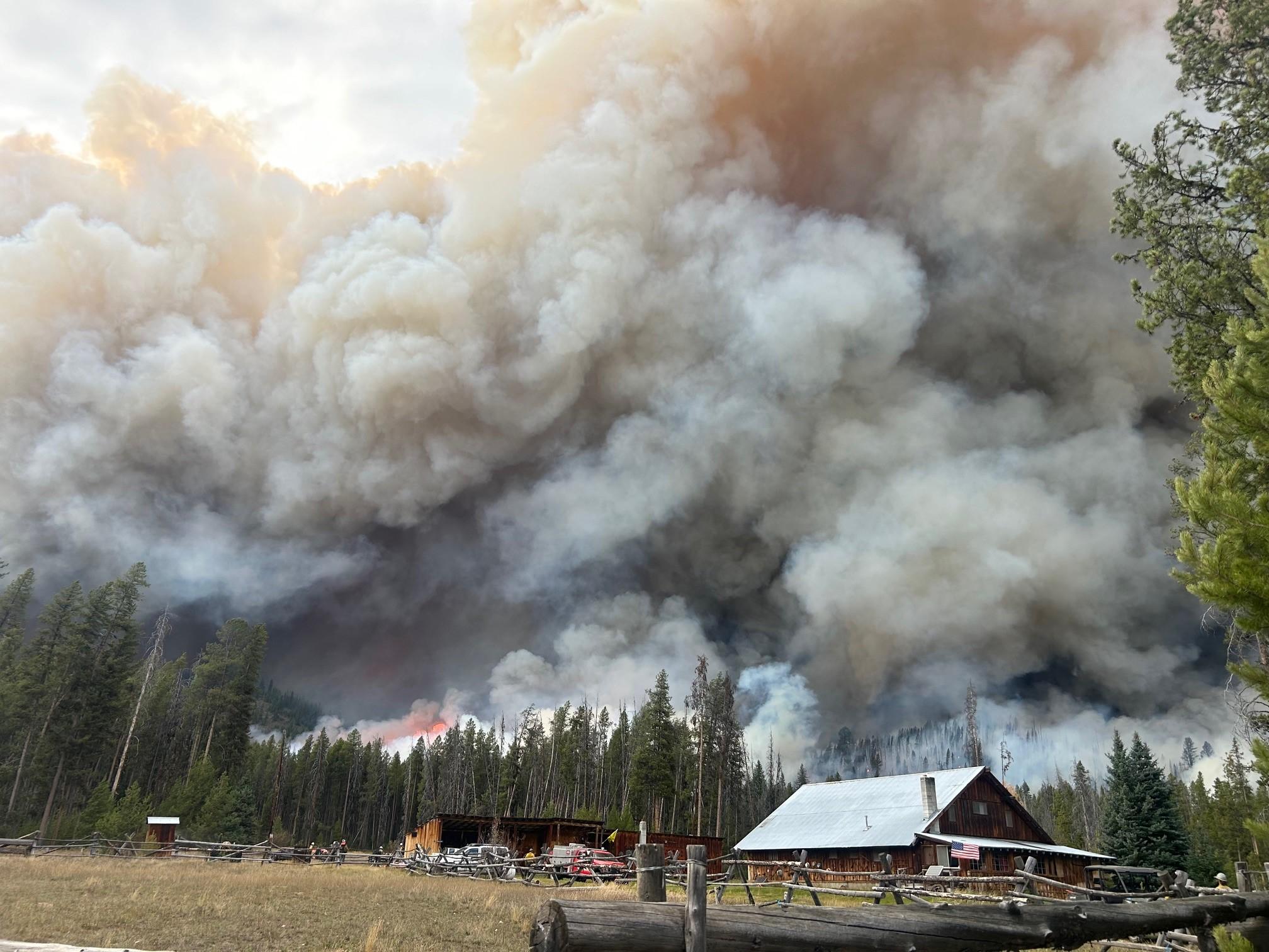 Photo shows the Logan fire behind Edwardsburg.