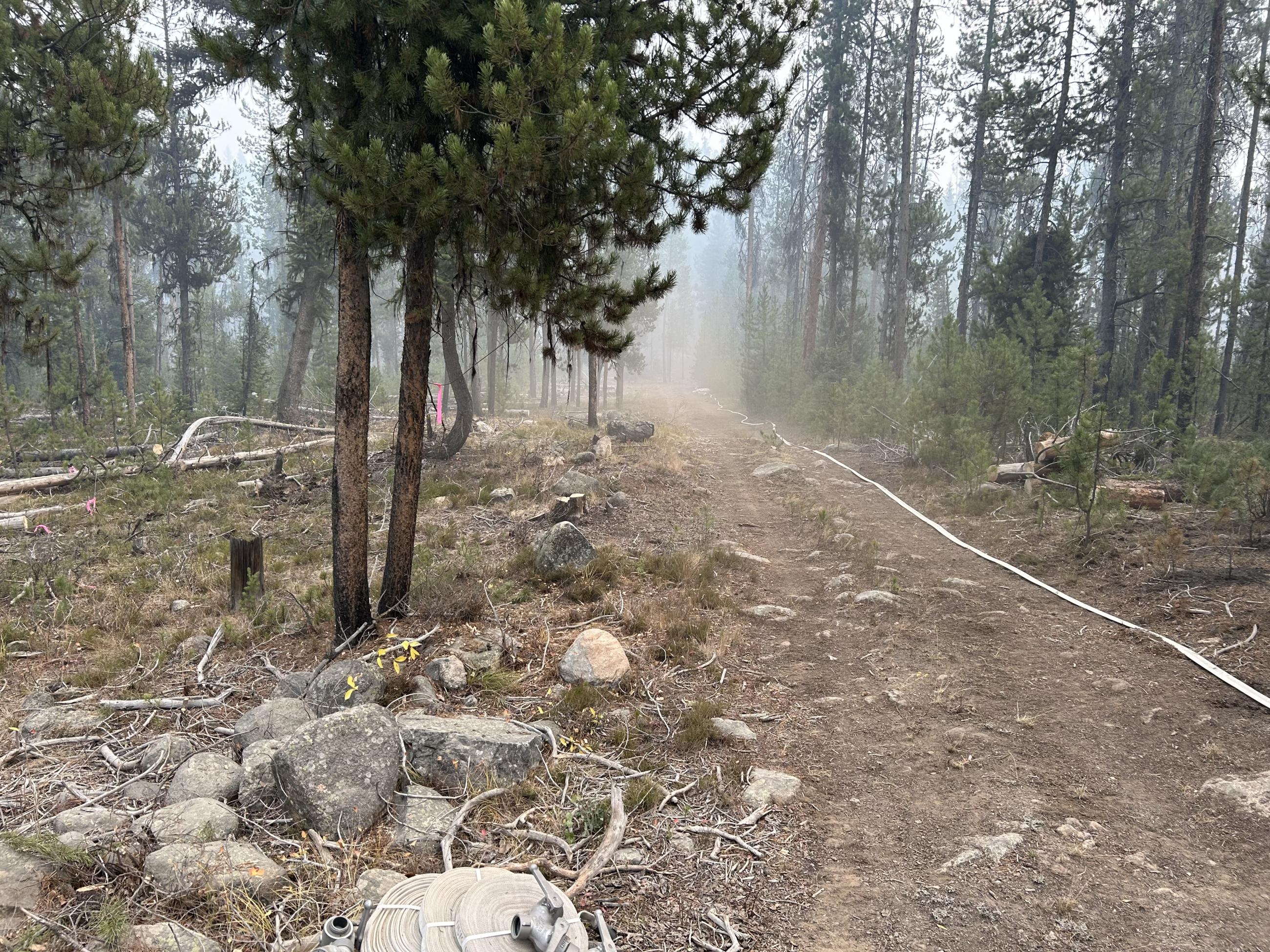 Fire line and hose lay on the northeast side of Edwardsburg, October 11, 2024