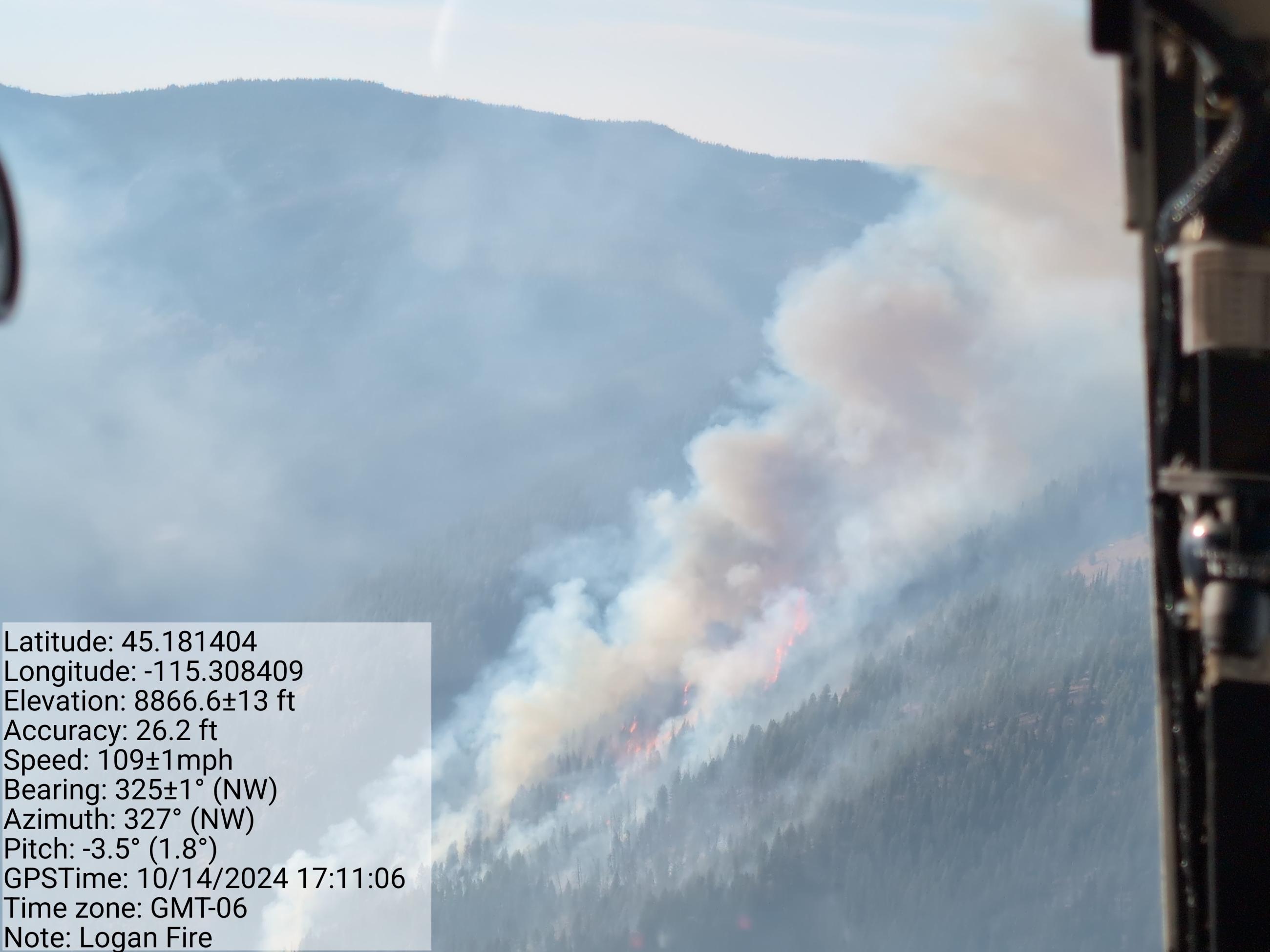 View of the Smith Creek area from a recon flight with the incident meteorologist