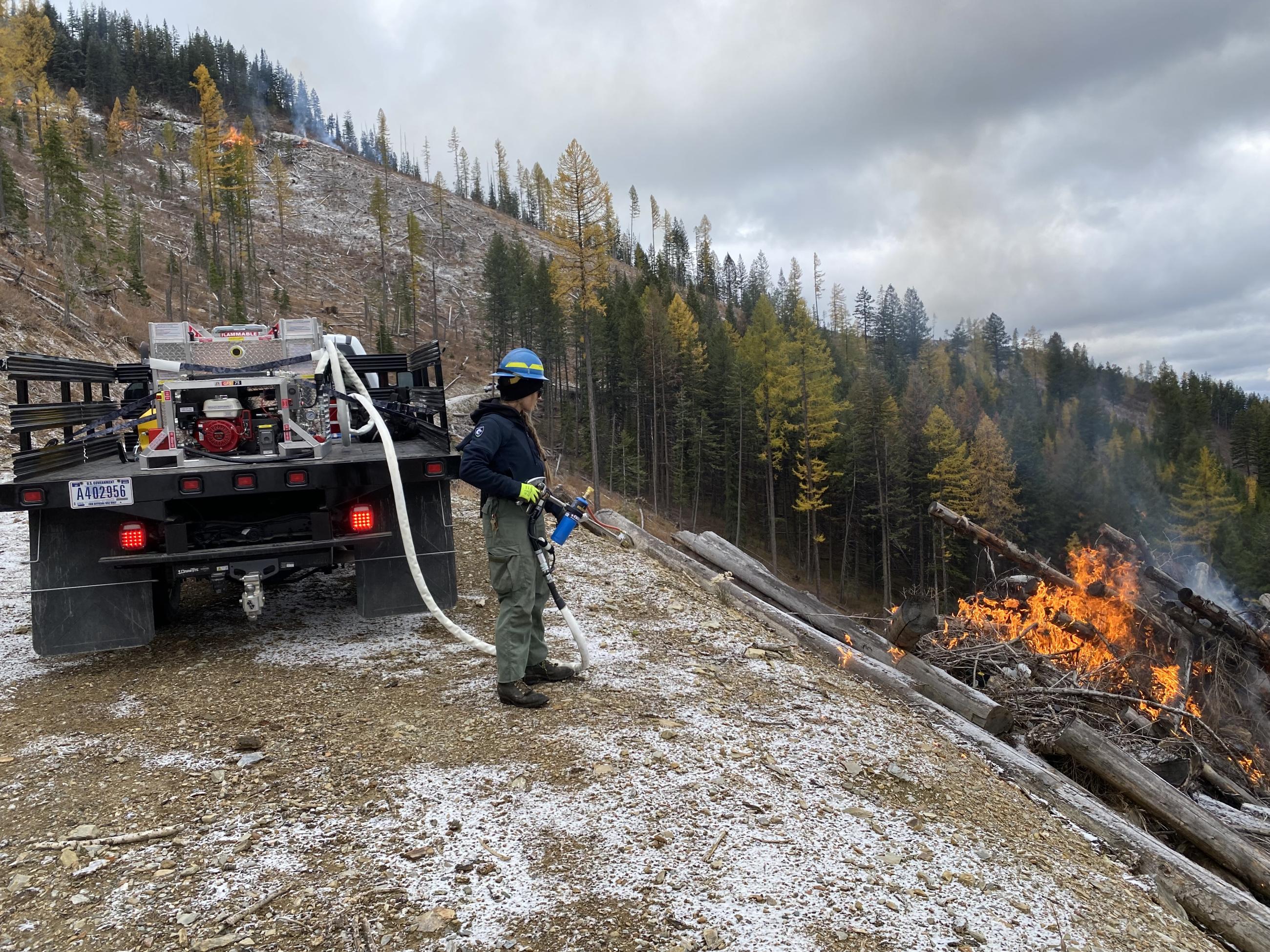 Firefighter utilizing the terra torch 