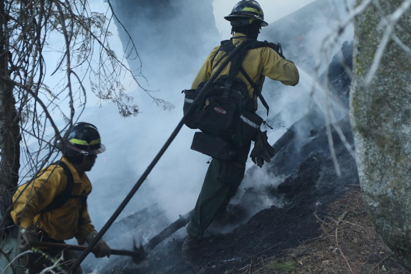 Engine Crew Sprays Hot Spot