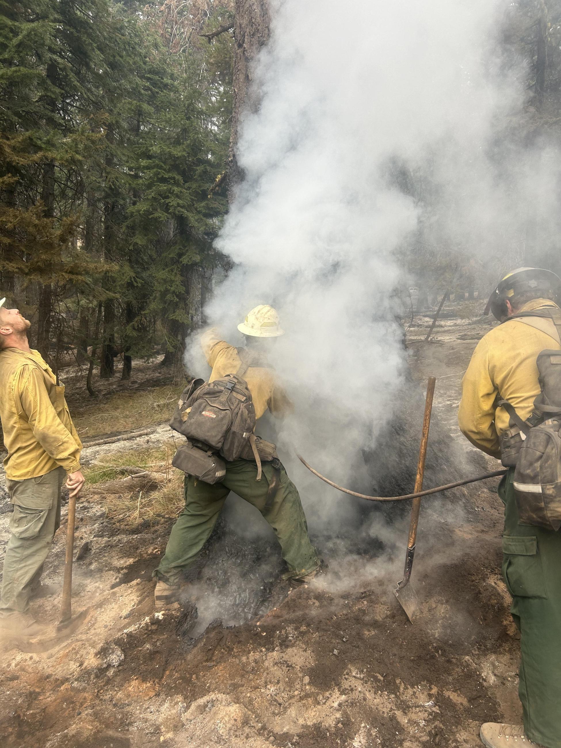 Engine Crew Mopping Up Rail Ridge Fire