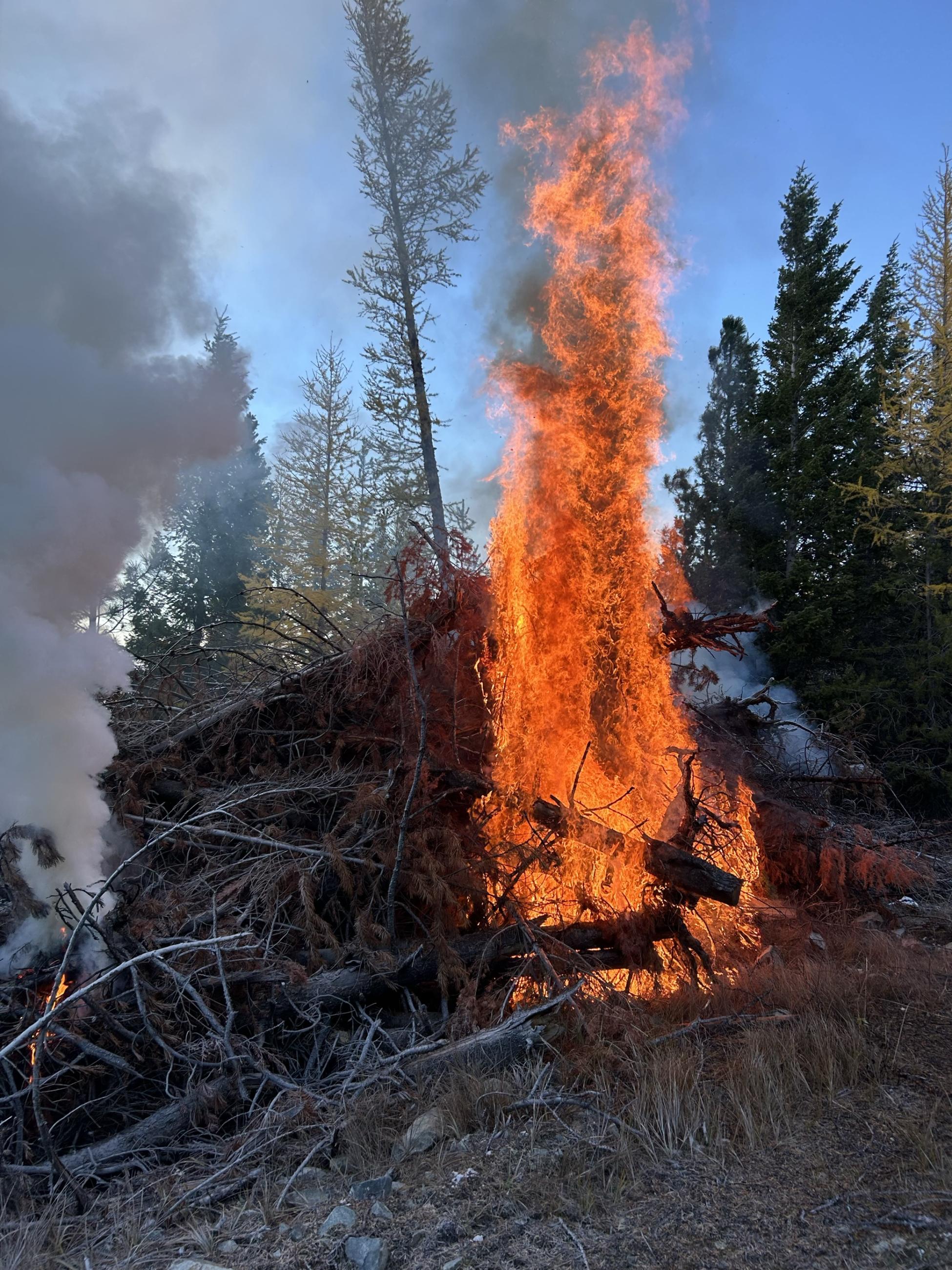 Pile of hazardous fuel burning 