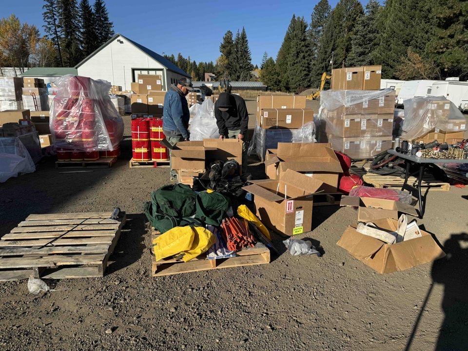 Camp crew back hauled all this equipment to McCall from the Logan Fire Line