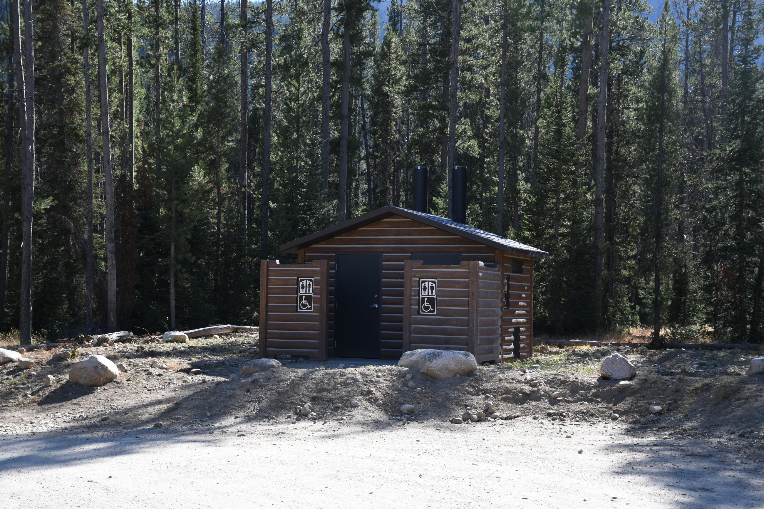 Iron Creek trailhead bathroom was unharmed by the fire, 10/2/24