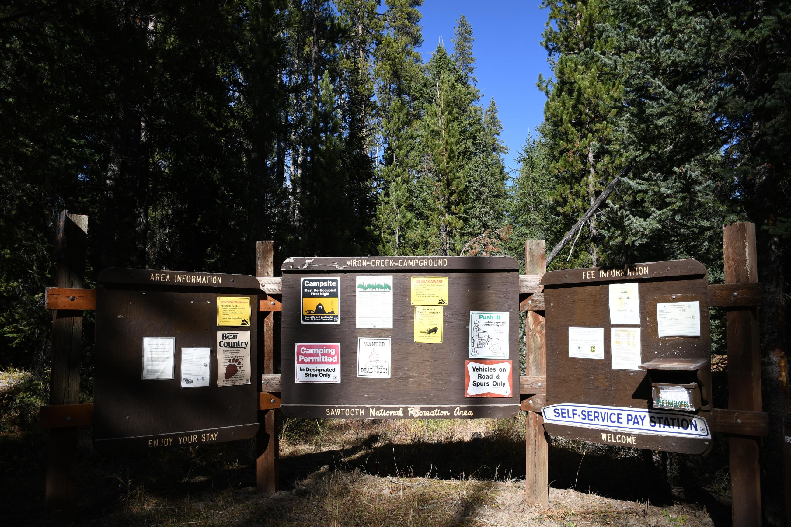 The Iron Creek camp board was unharmed by the fire, 10/2/24