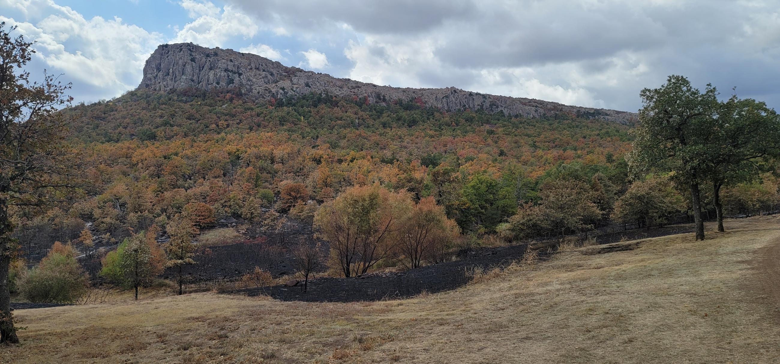 North edge of Rush Fire looking south at Tah-bone-mah Mountain from Camp Y'Shua