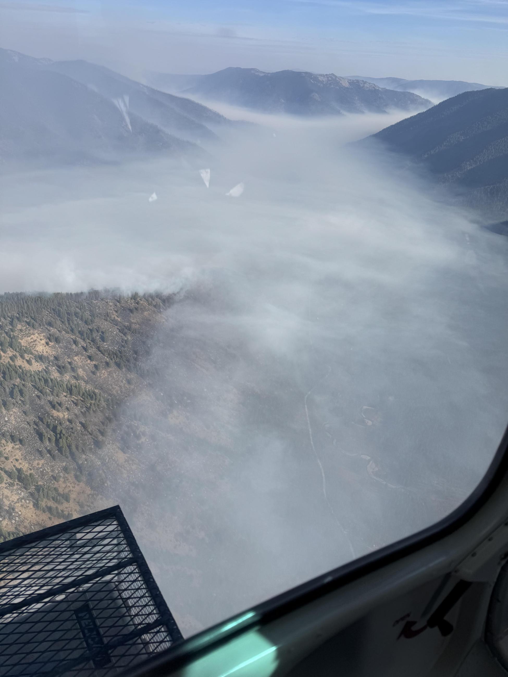 Logan Fire smoked in from the inversion (view from recon flight)