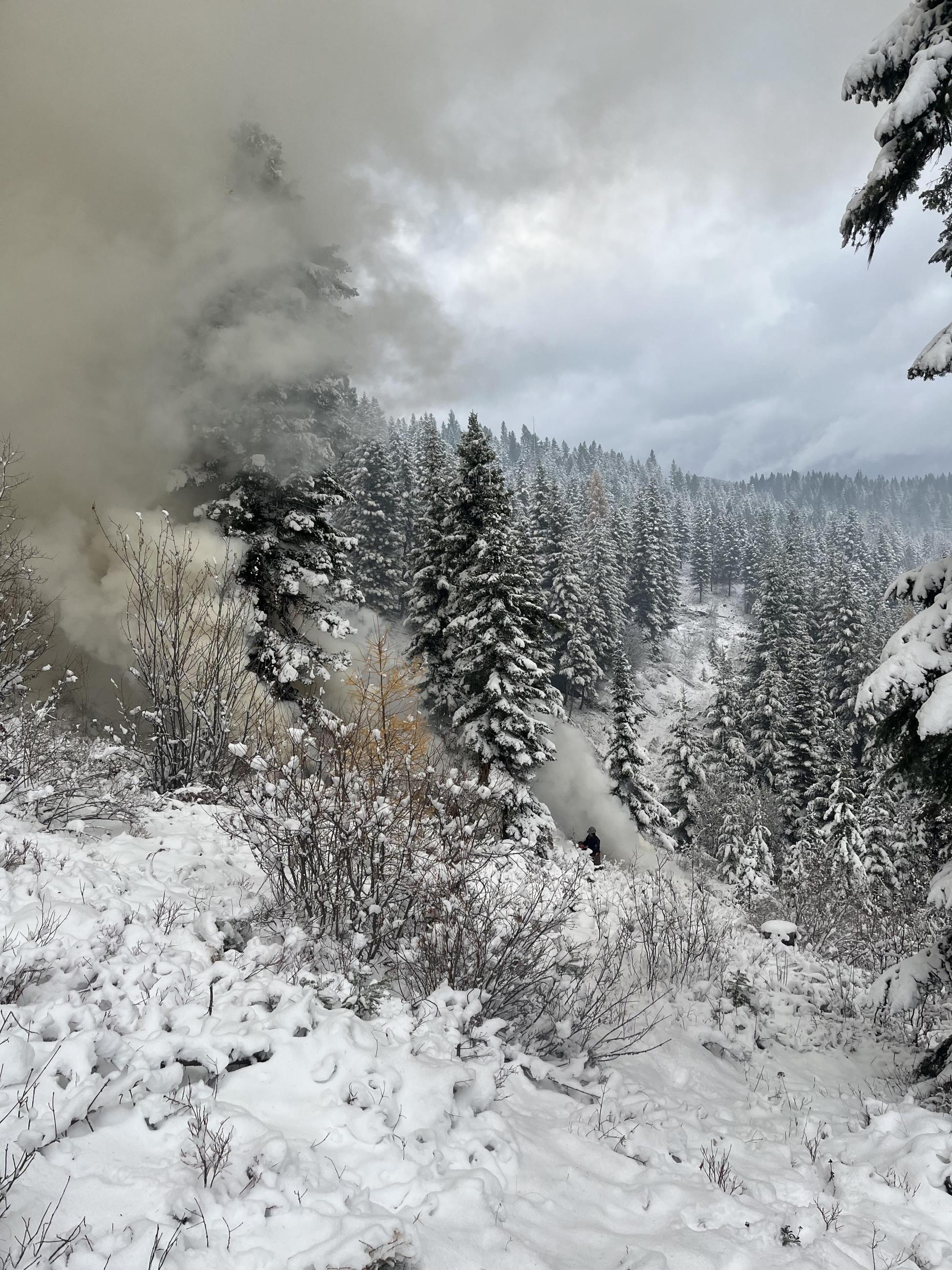 Pile burning in the snow