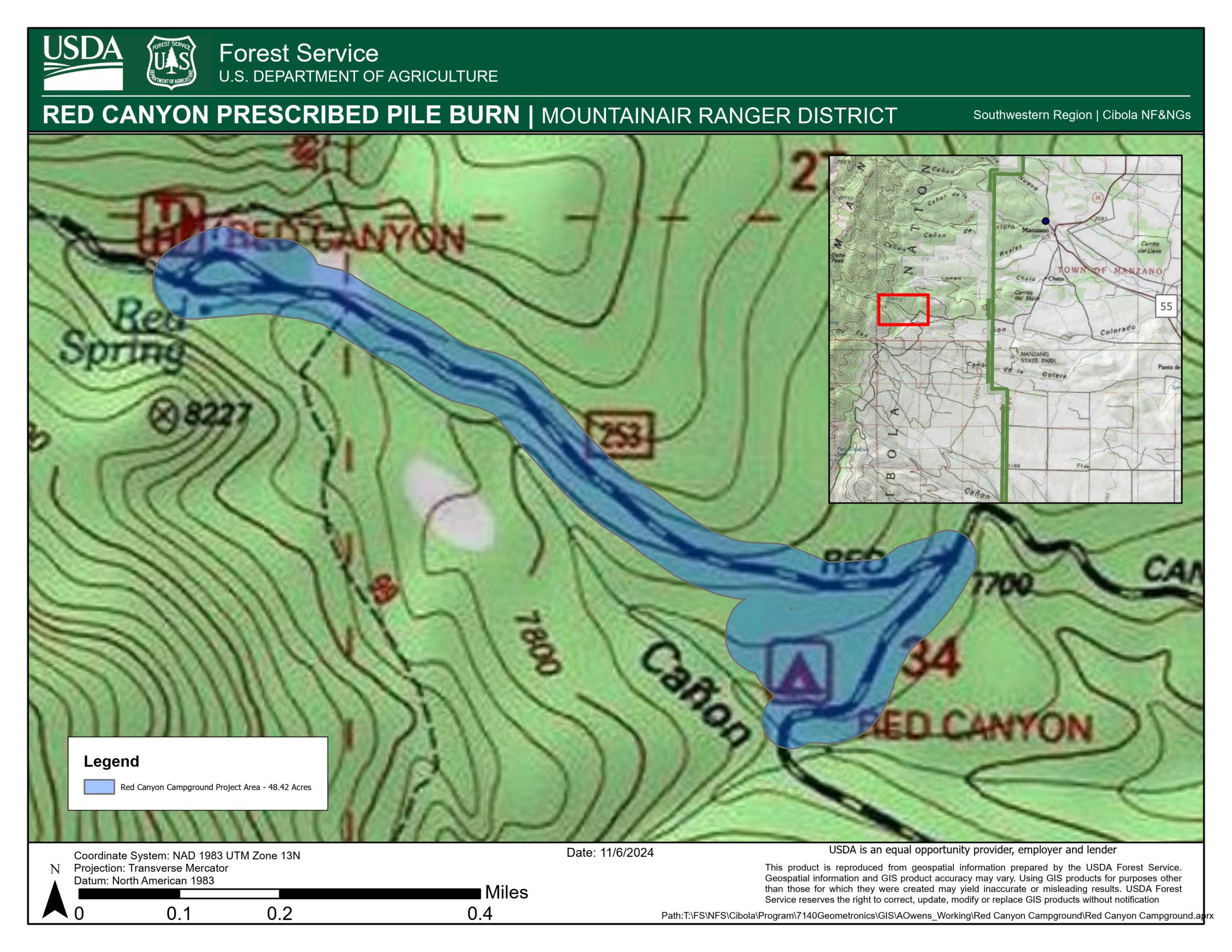 Mountainair RD Red Canyon Piles Prescribed Fire Map 2025