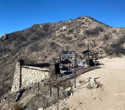 Color Photo Image Showing Remnants of Historic Mt Lowe Railway at Inspiration Point Overlook within the Eaton Burned Area