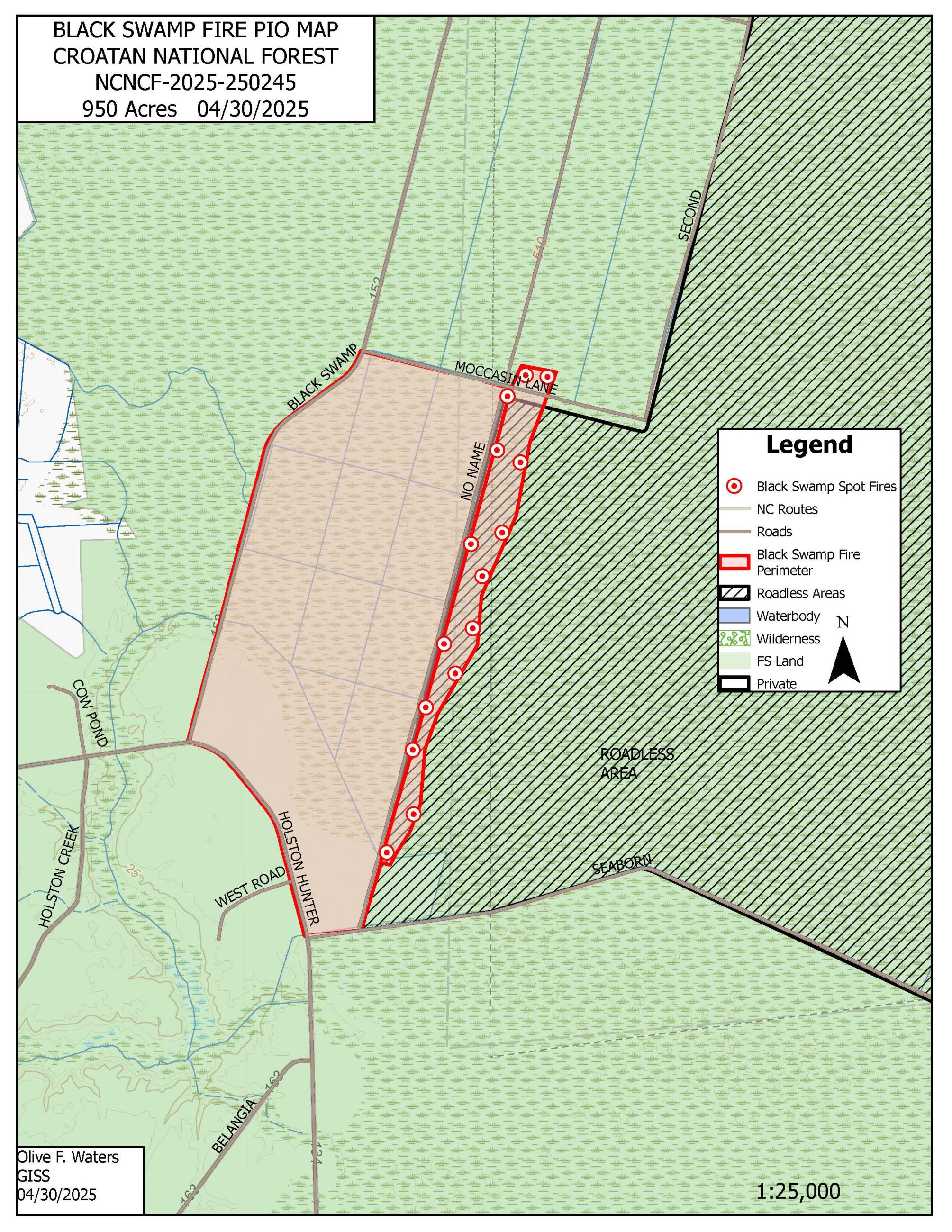 map describing the boundaries of the fire
