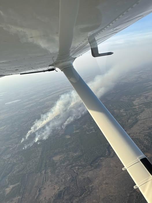 View of the Camp House Fire and smoke on May 11, 2025
