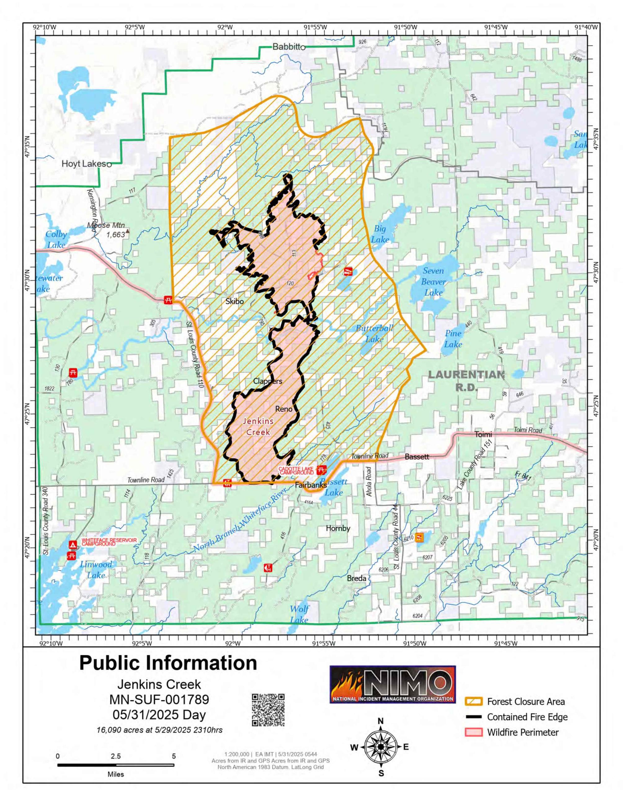 Jenkins Creek Fire Information Map for May 31, 2025