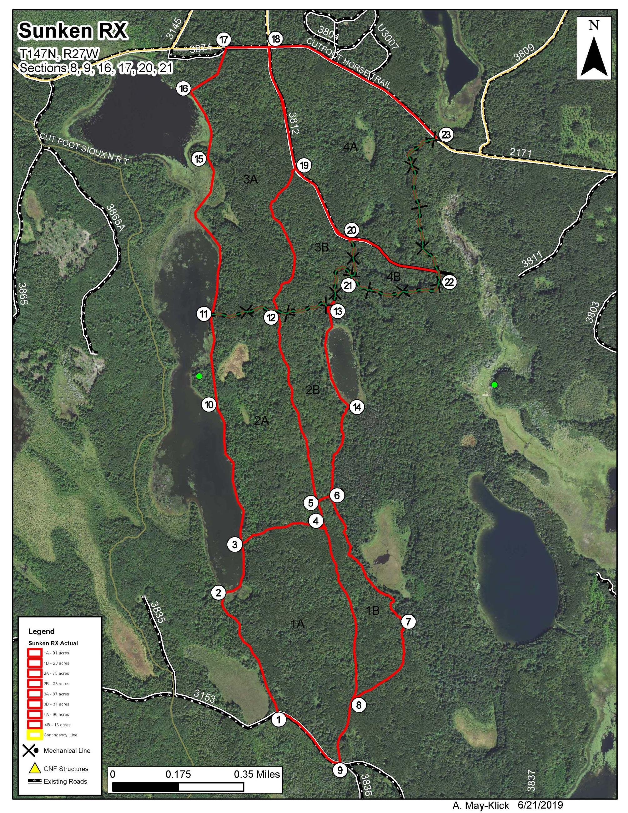 Map of Sunken Lake RX Units