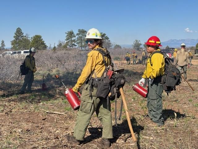 Wildland Firefighters getting ready for test fire